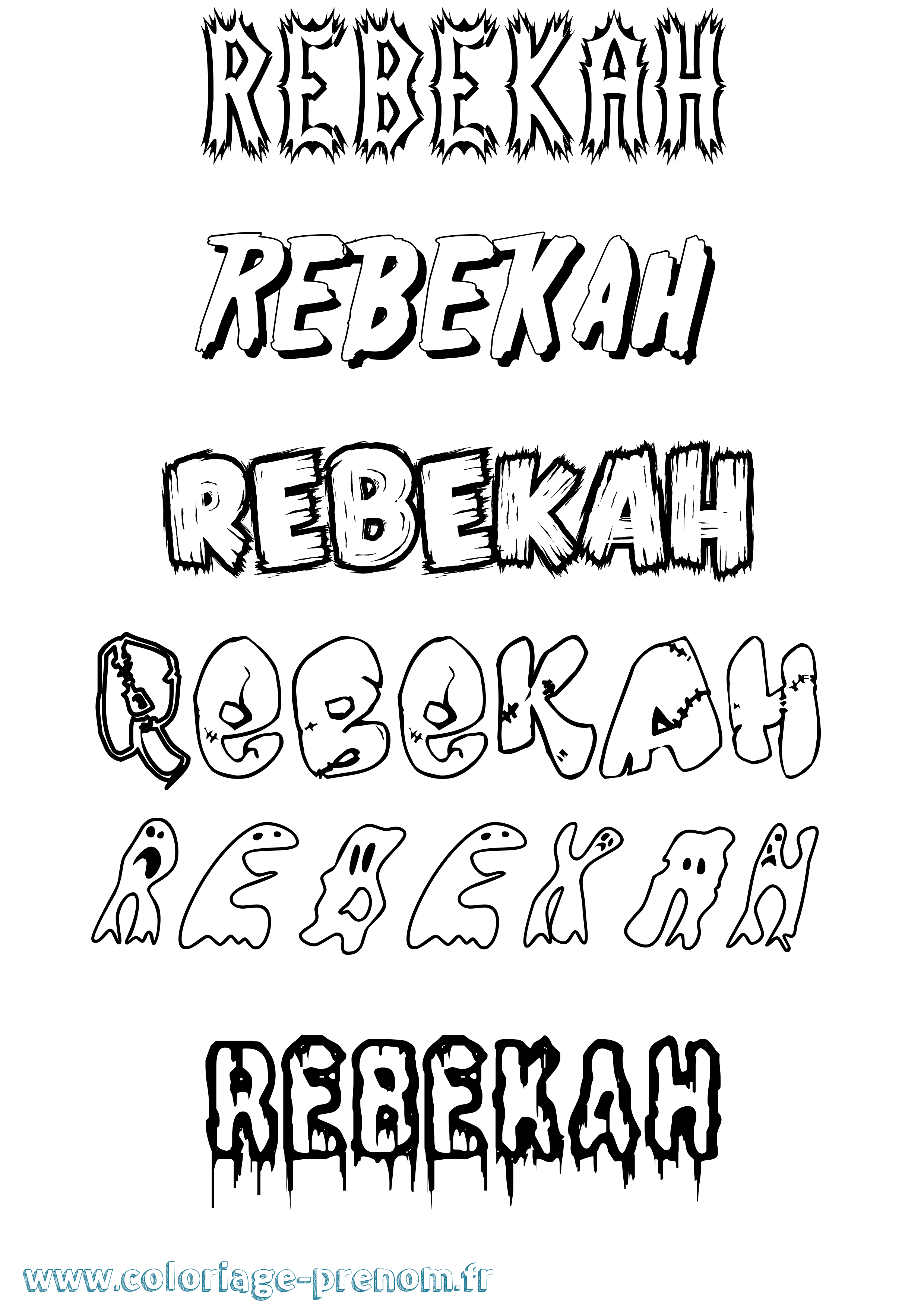 Coloriage prénom Rebekah Frisson