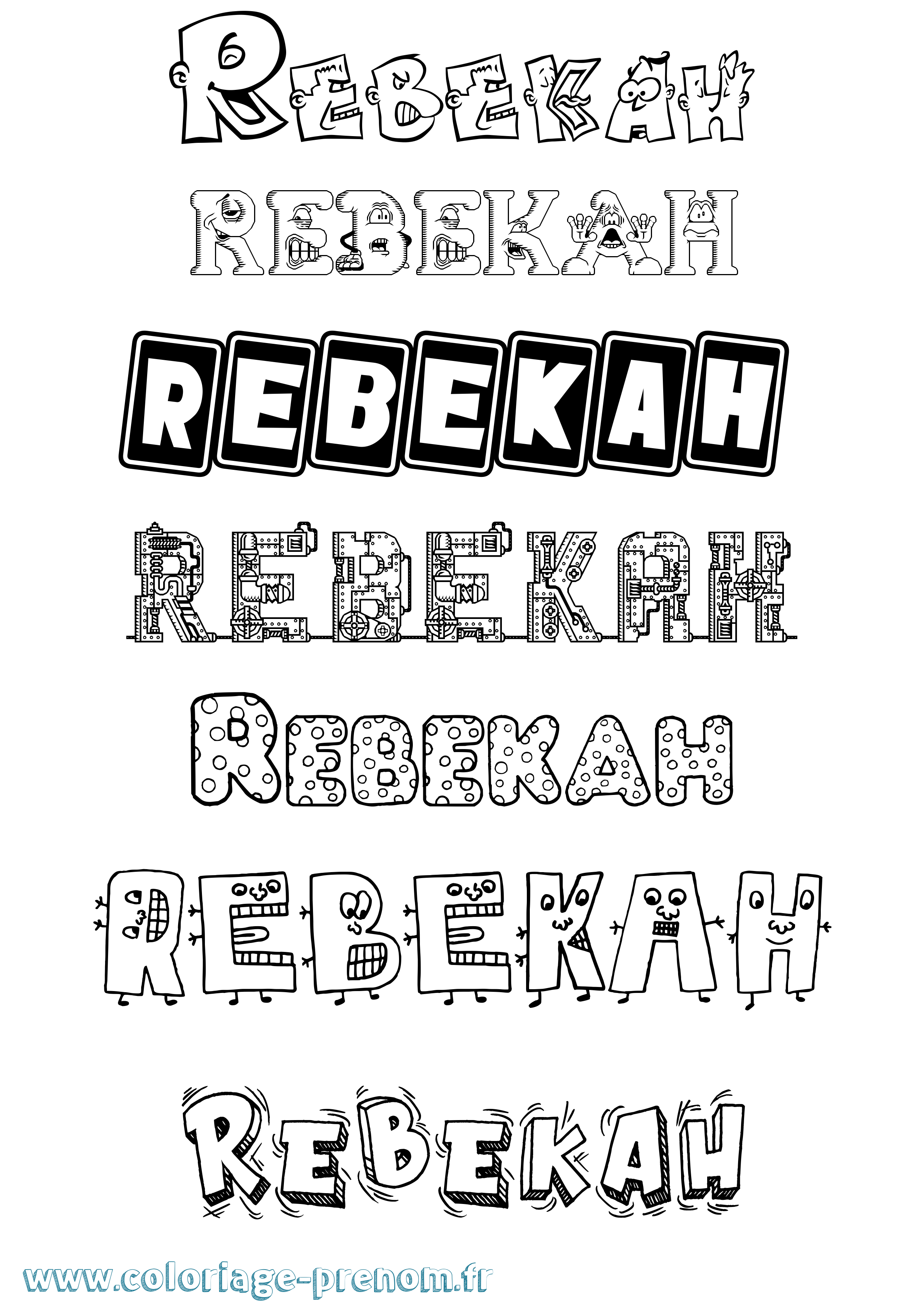 Coloriage prénom Rebekah Fun