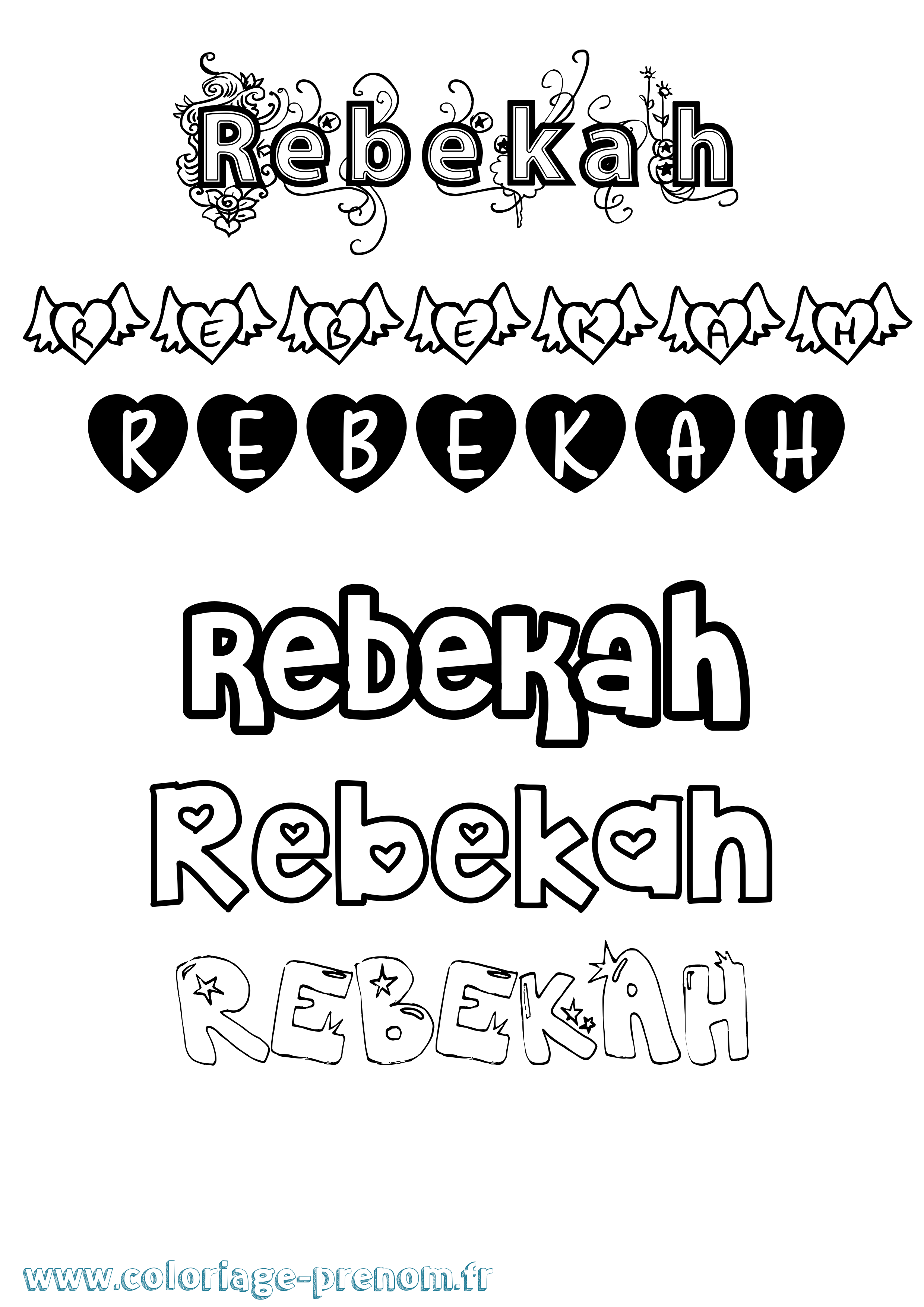 Coloriage prénom Rebekah Girly