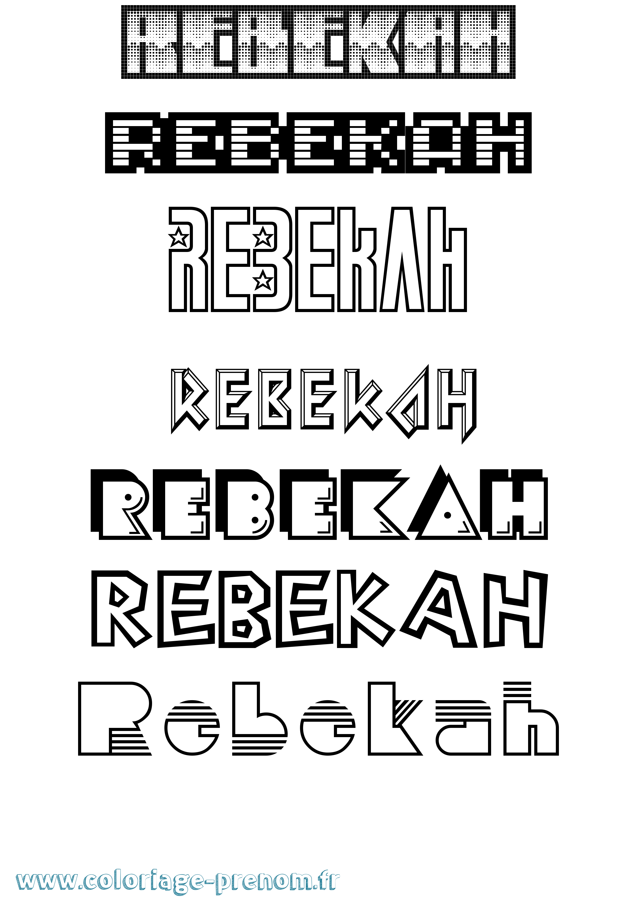 Coloriage prénom Rebekah Jeux Vidéos
