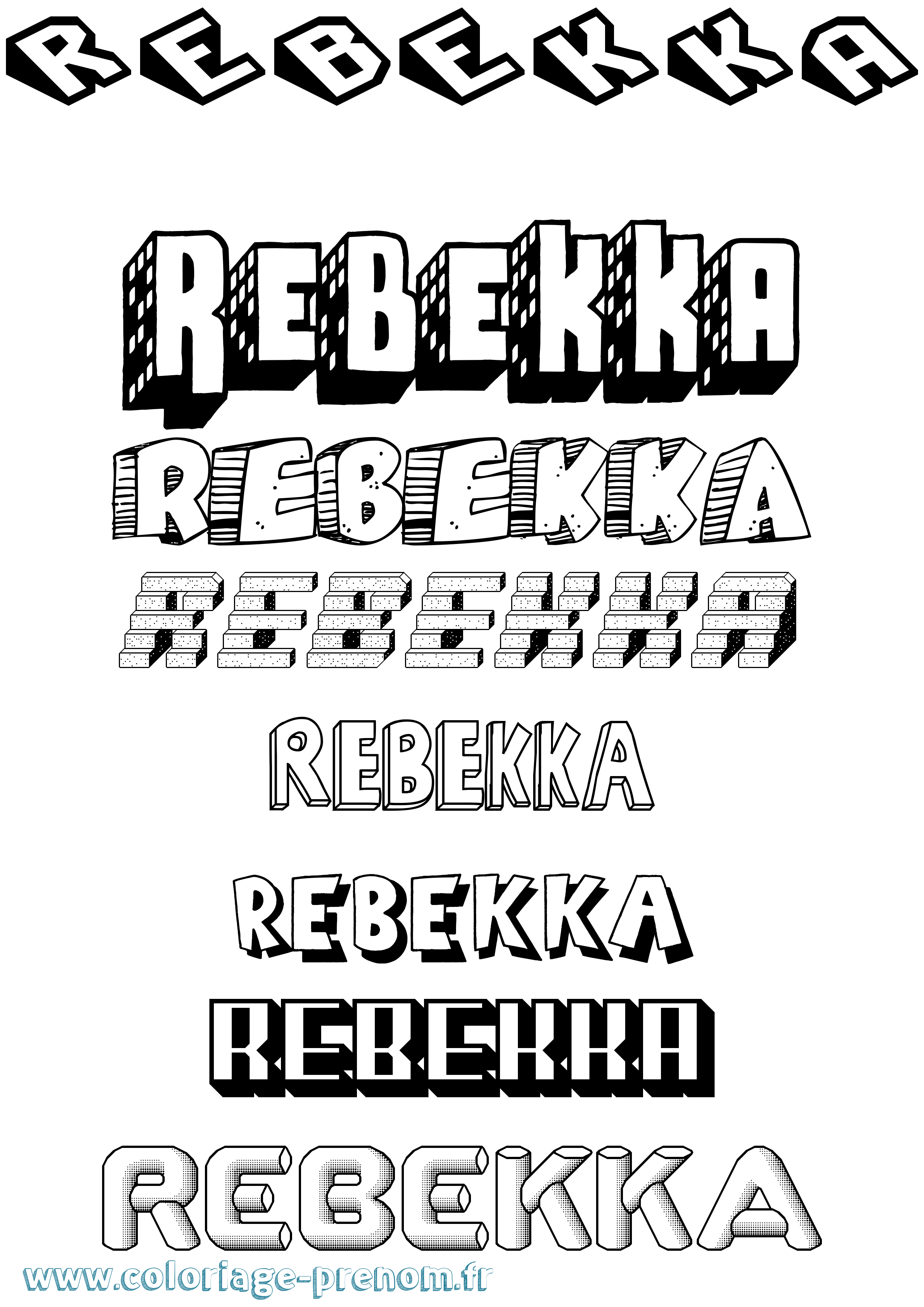 Coloriage prénom Rebekka Effet 3D