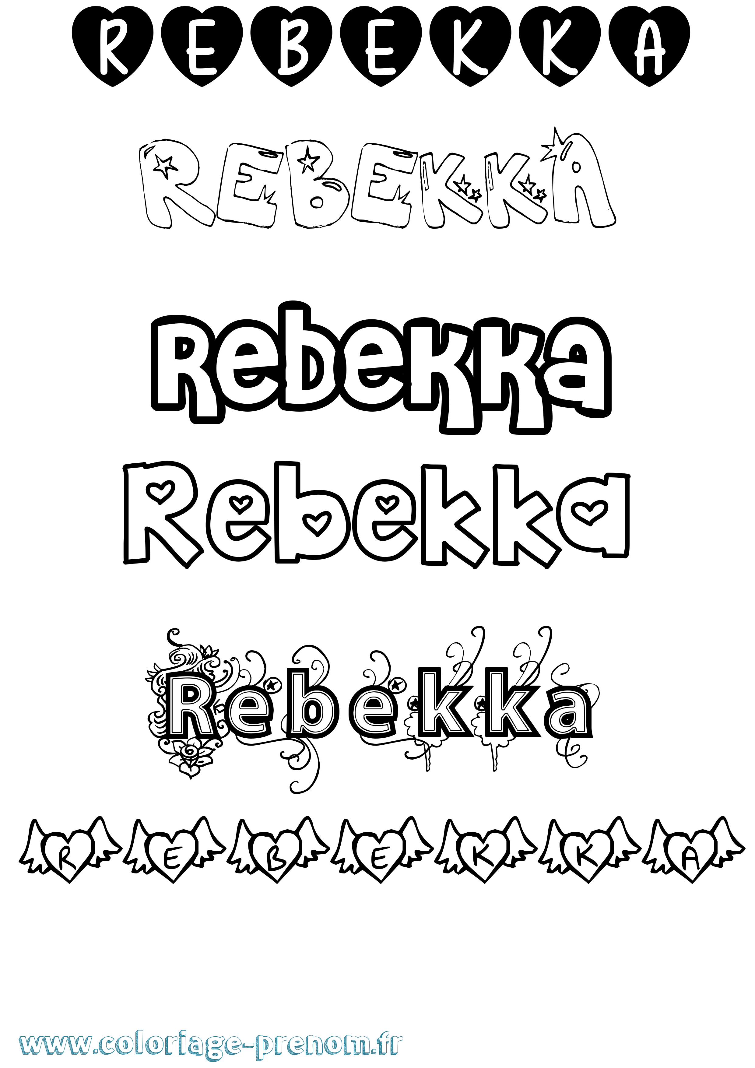 Coloriage prénom Rebekka Girly