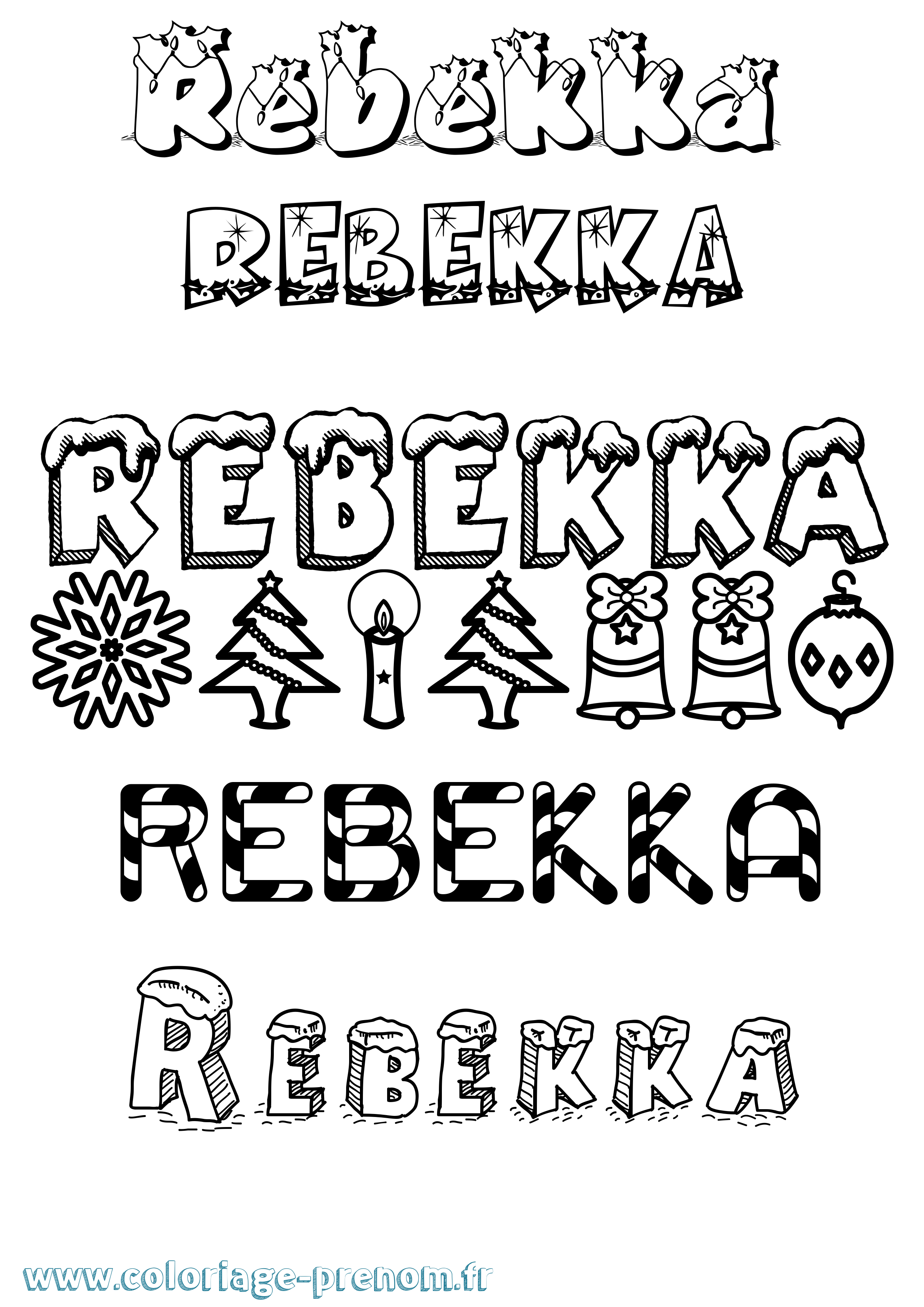 Coloriage prénom Rebekka Noël