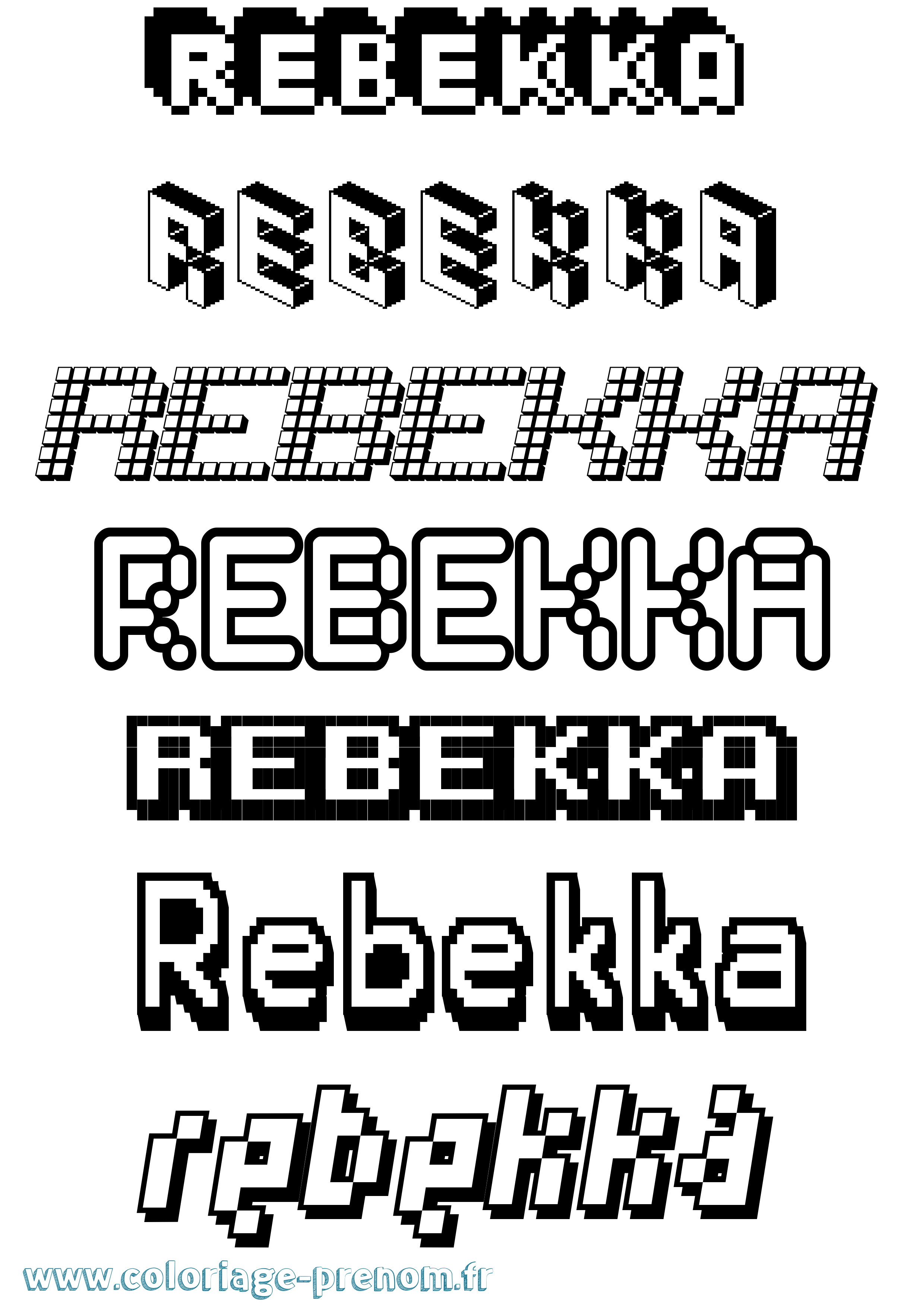 Coloriage prénom Rebekka Pixel