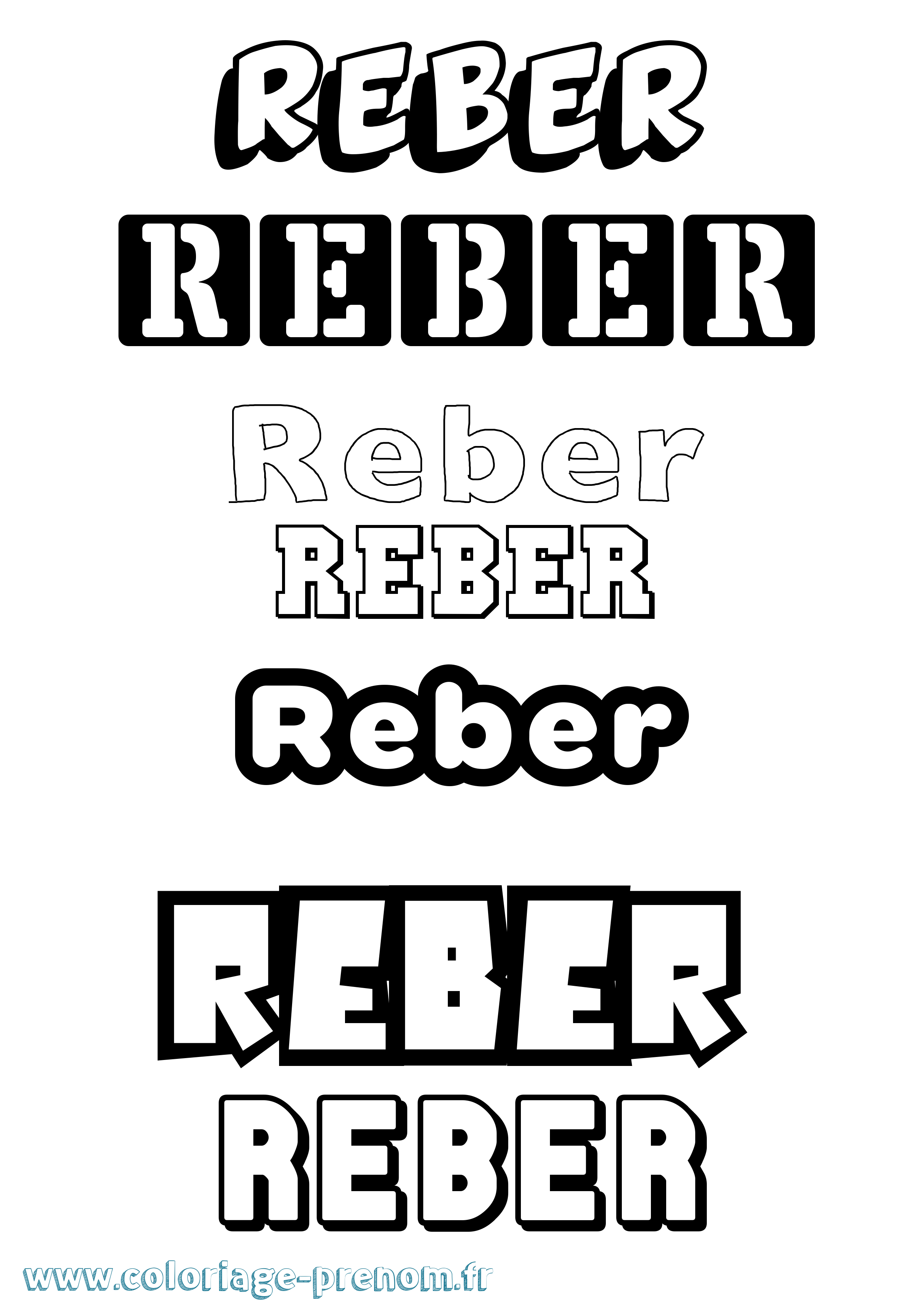 Coloriage prénom Reber Simple