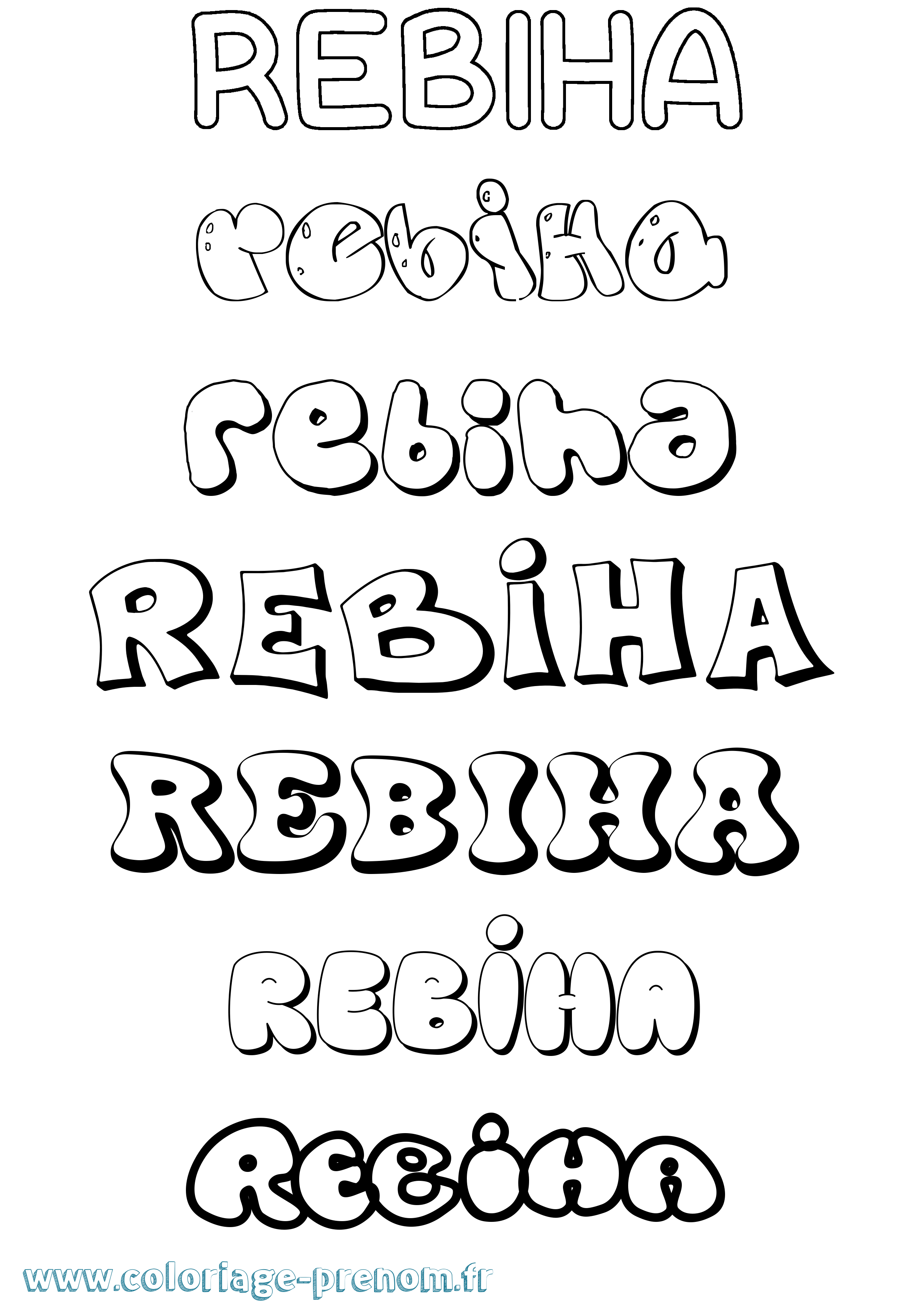 Coloriage Rebiha Bubble Coloriage prénom Rebiha Bubble