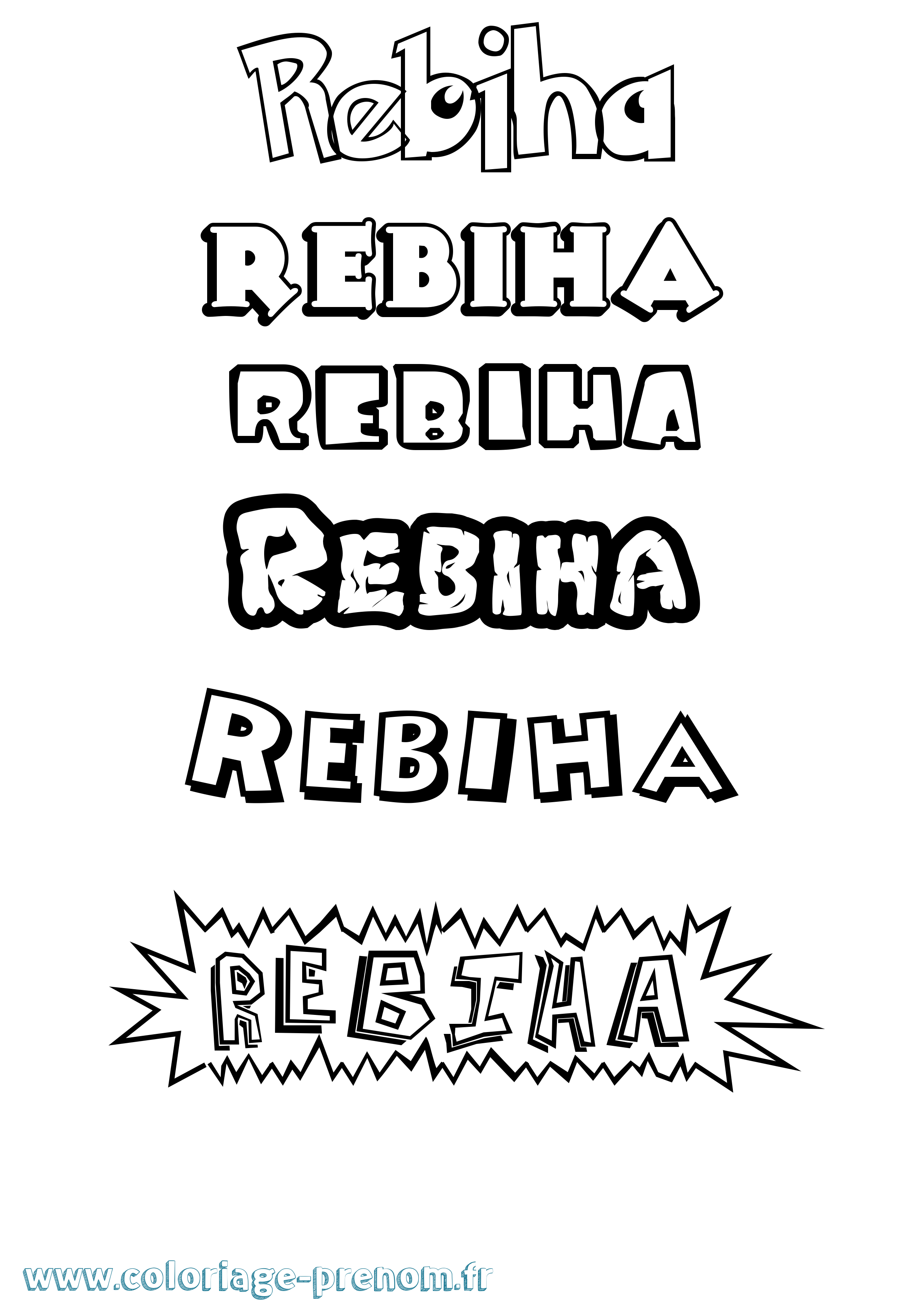 Coloriage prénom Rebiha Dessin Animé