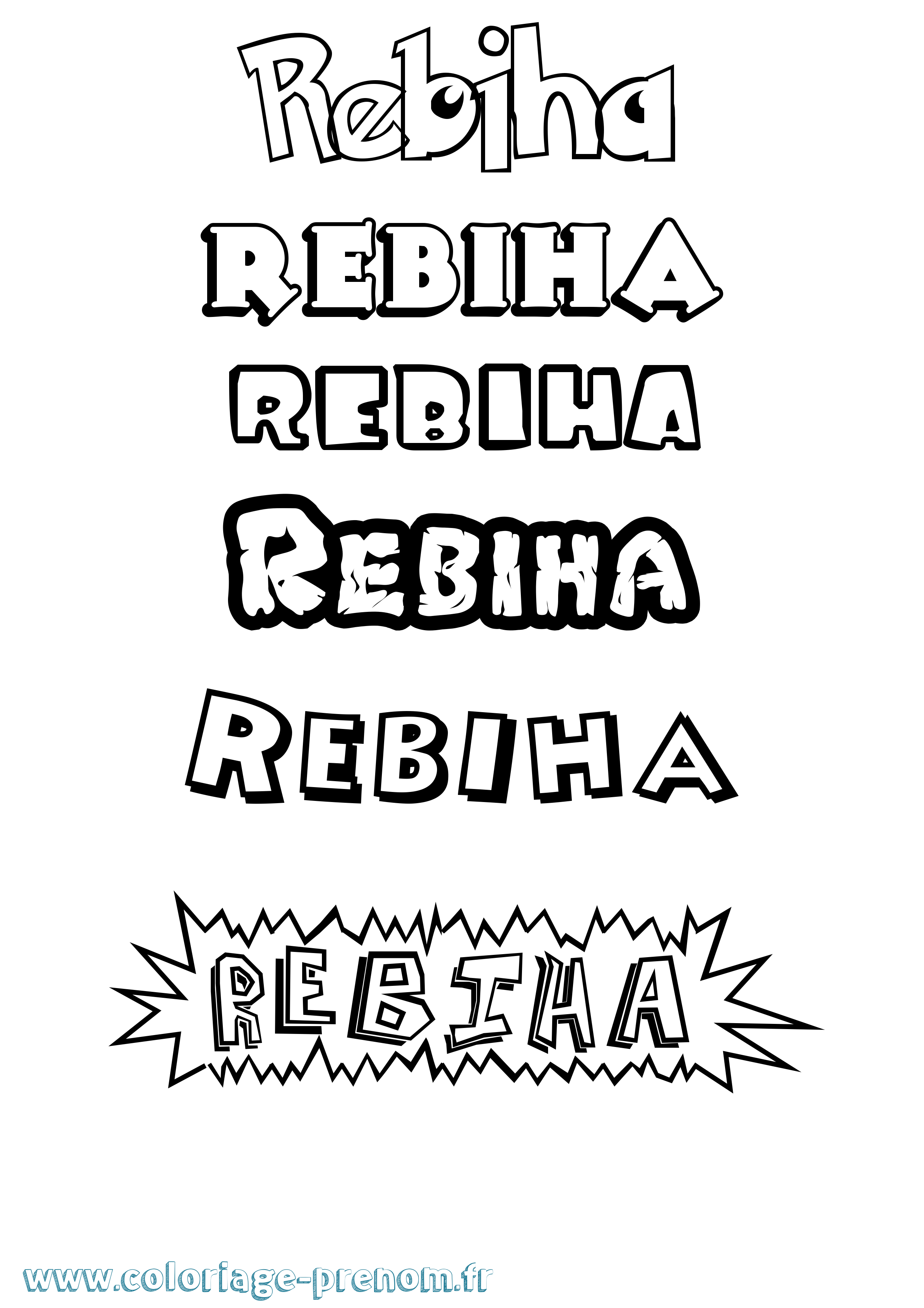 Coloriage Rebiha Dessin Animé Coloriage prénom Rebiha Dessin Animé