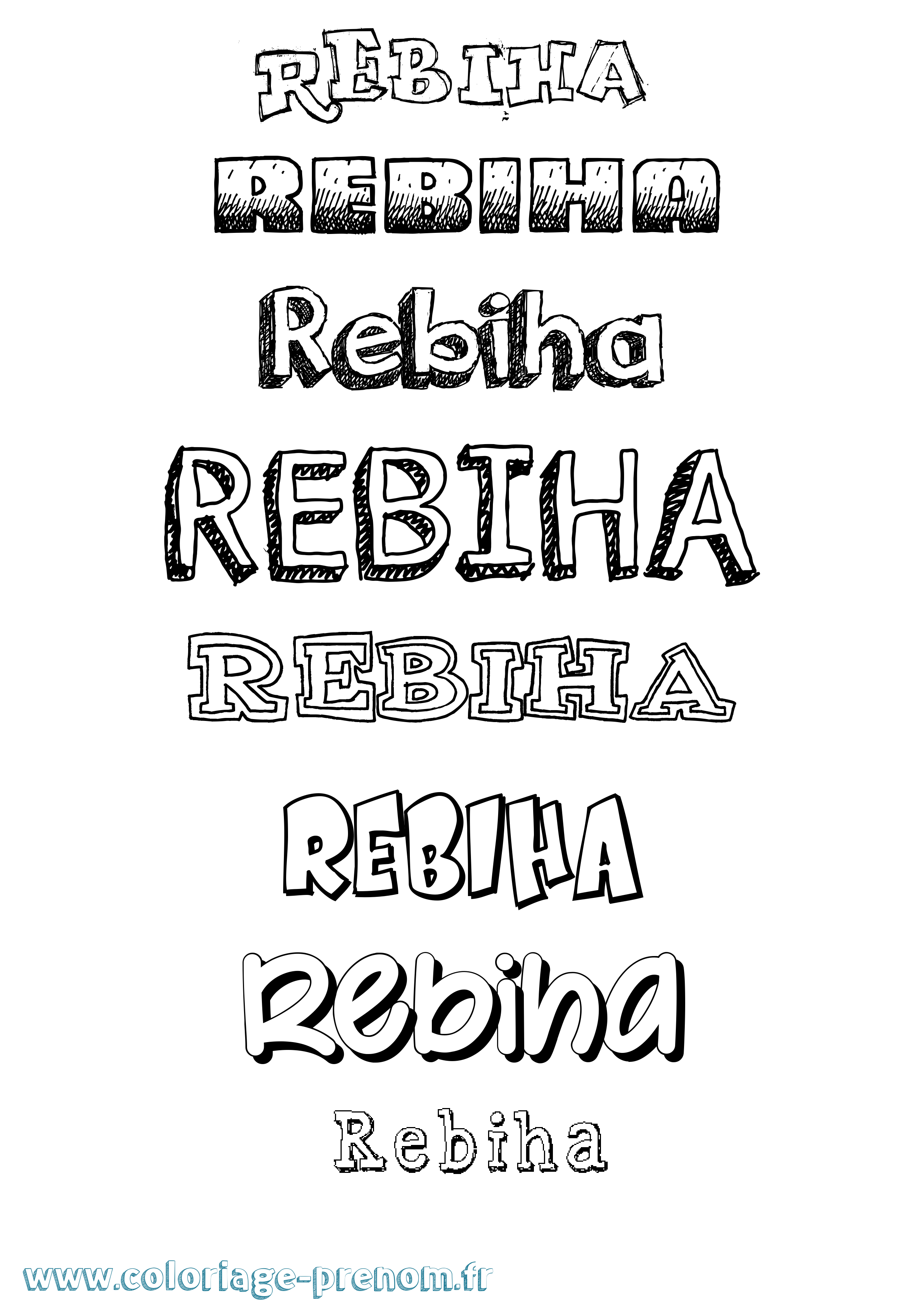Coloriage prénom Rebiha Dessiné
