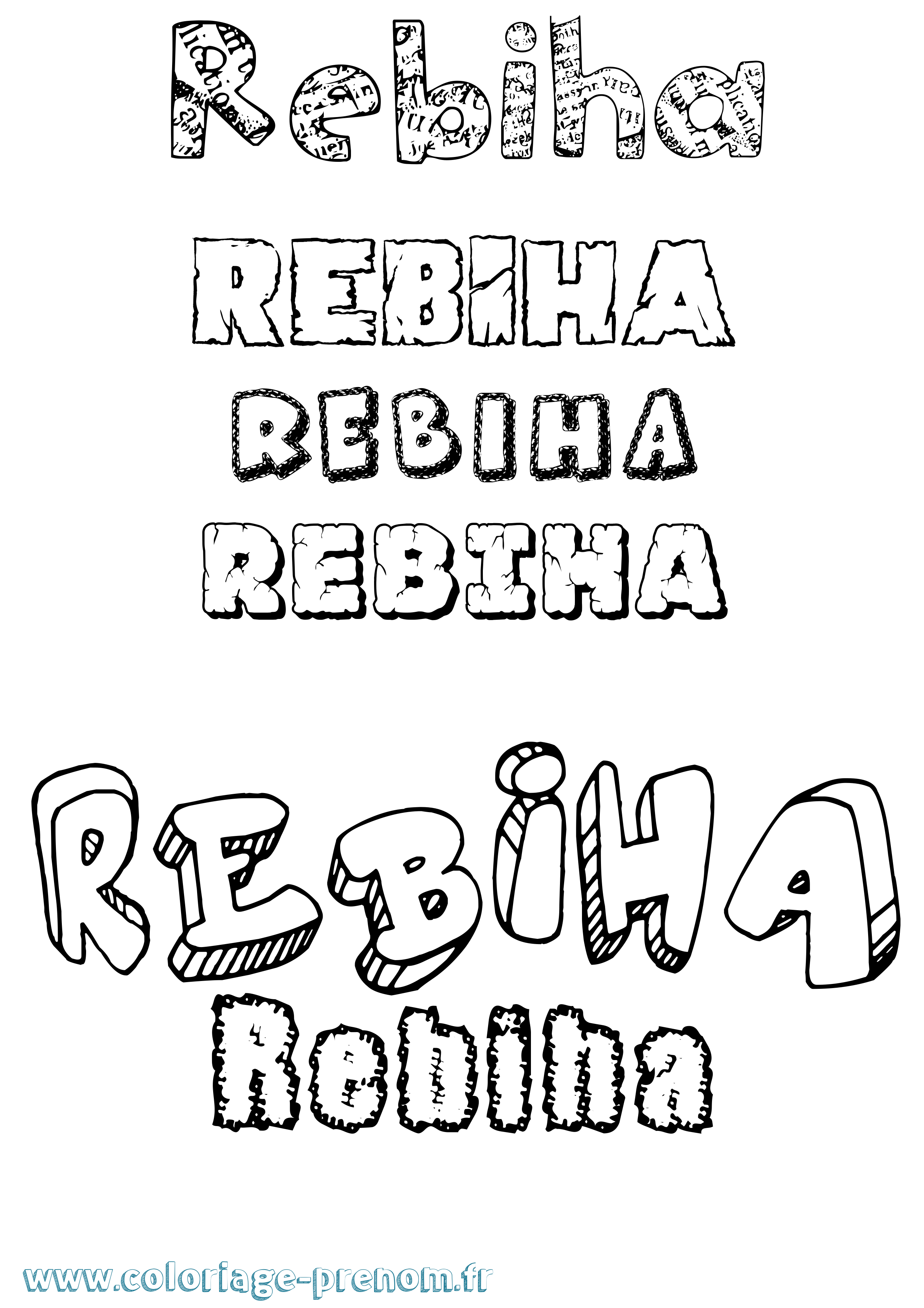 Coloriage prénom Rebiha Destructuré