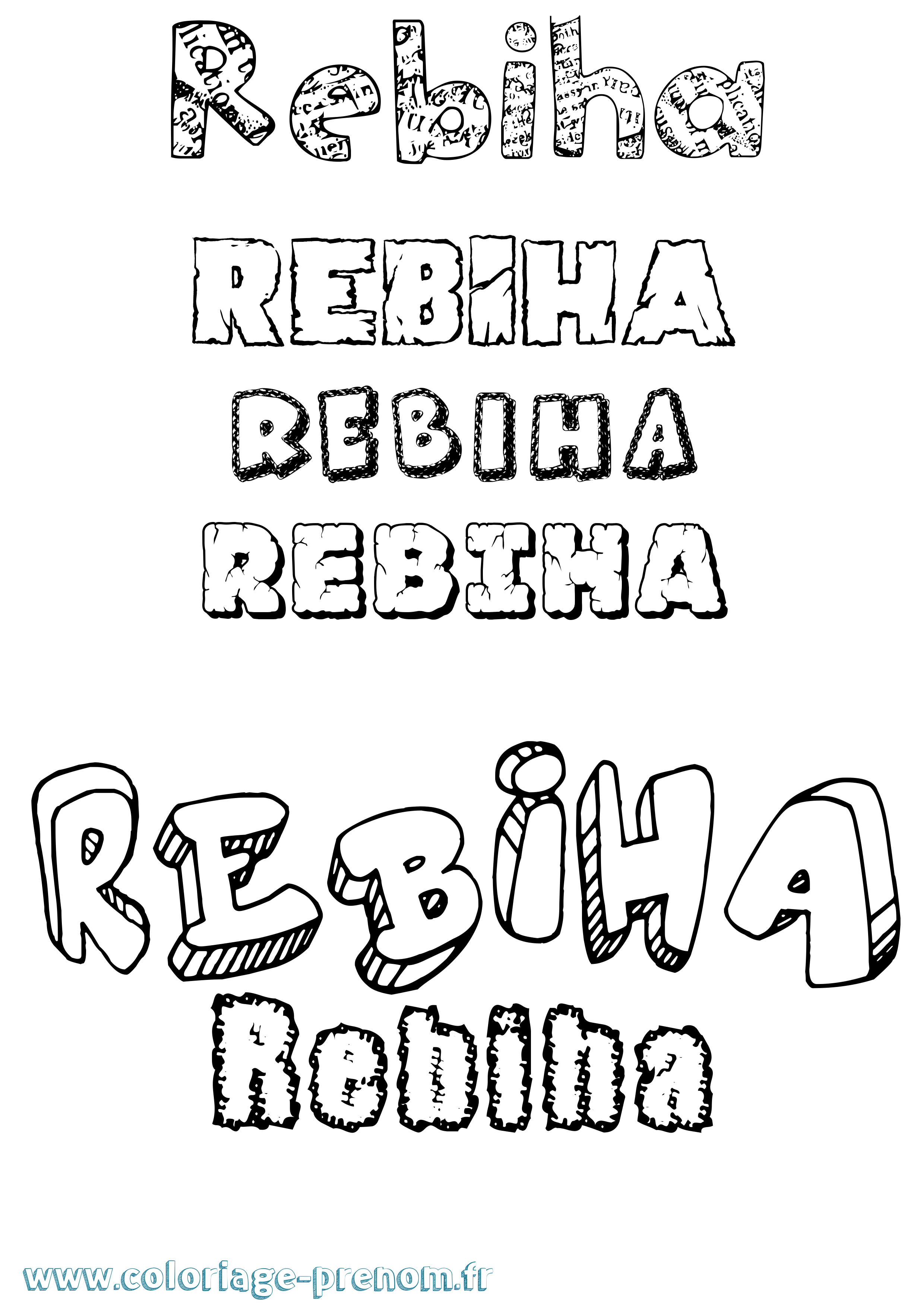 Coloriage Rebiha Destructuré Coloriage prénom Rebiha Destructuré