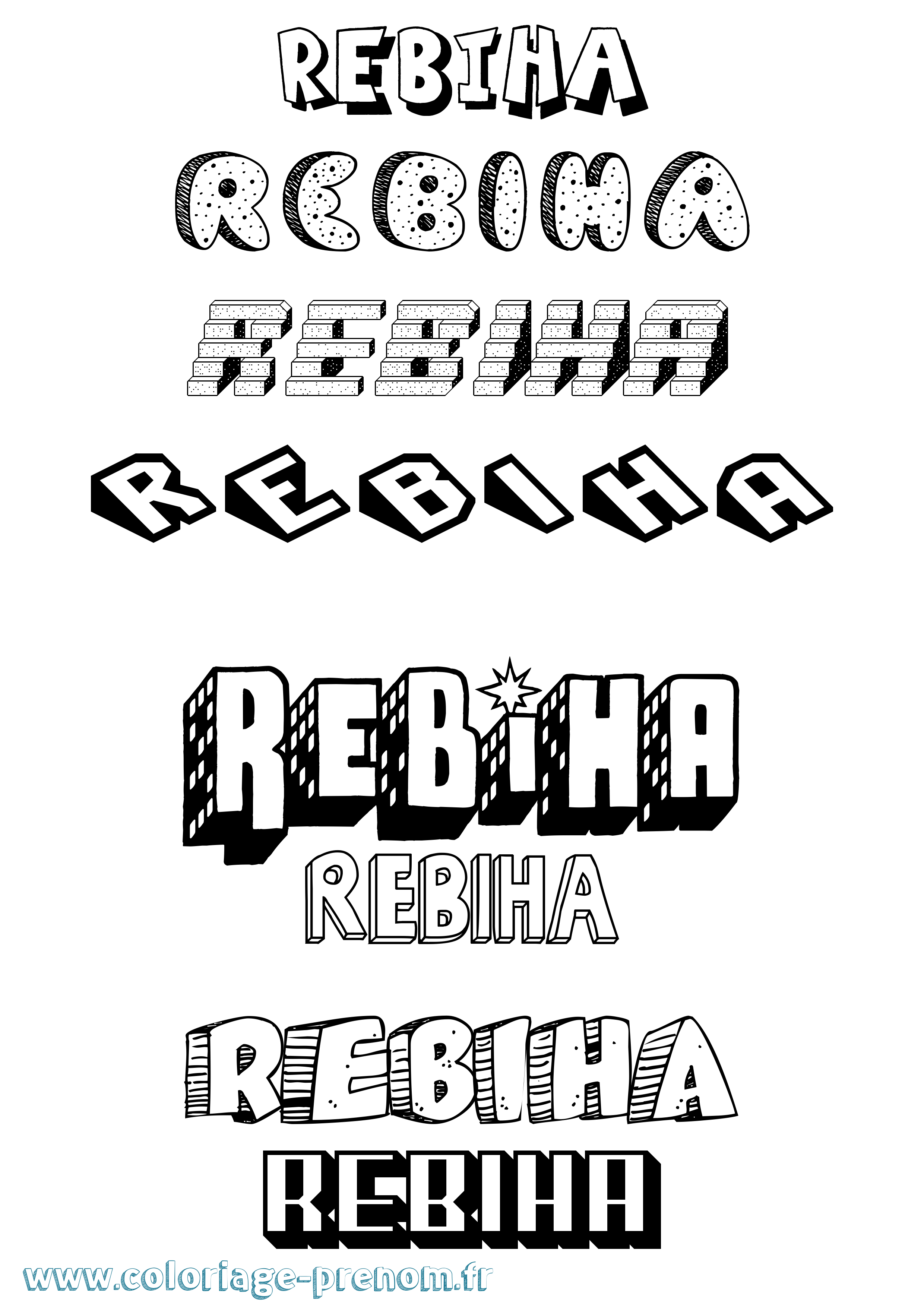 Coloriage Rebiha Effet 3D Coloriage prénom Rebiha Effet 3D
