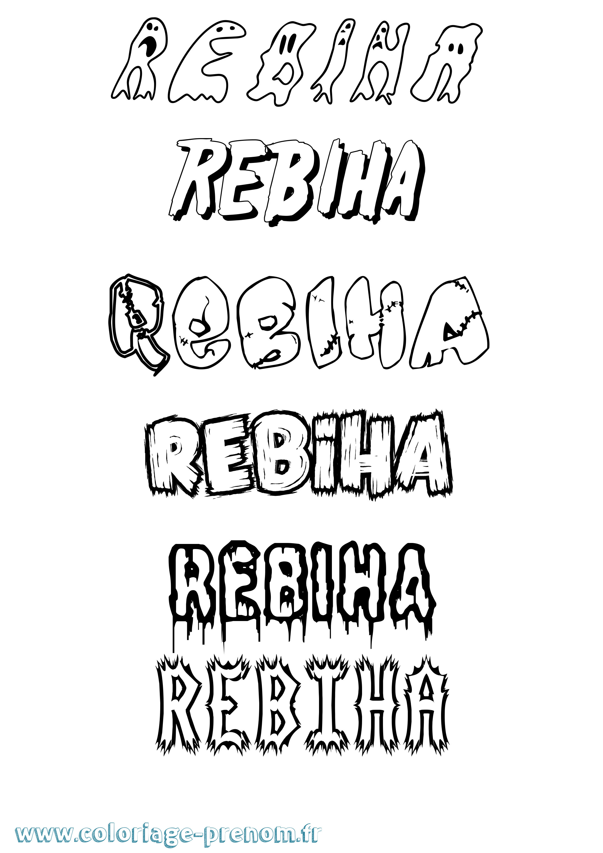Coloriage Rebiha Frisson Coloriage prénom Rebiha Frisson