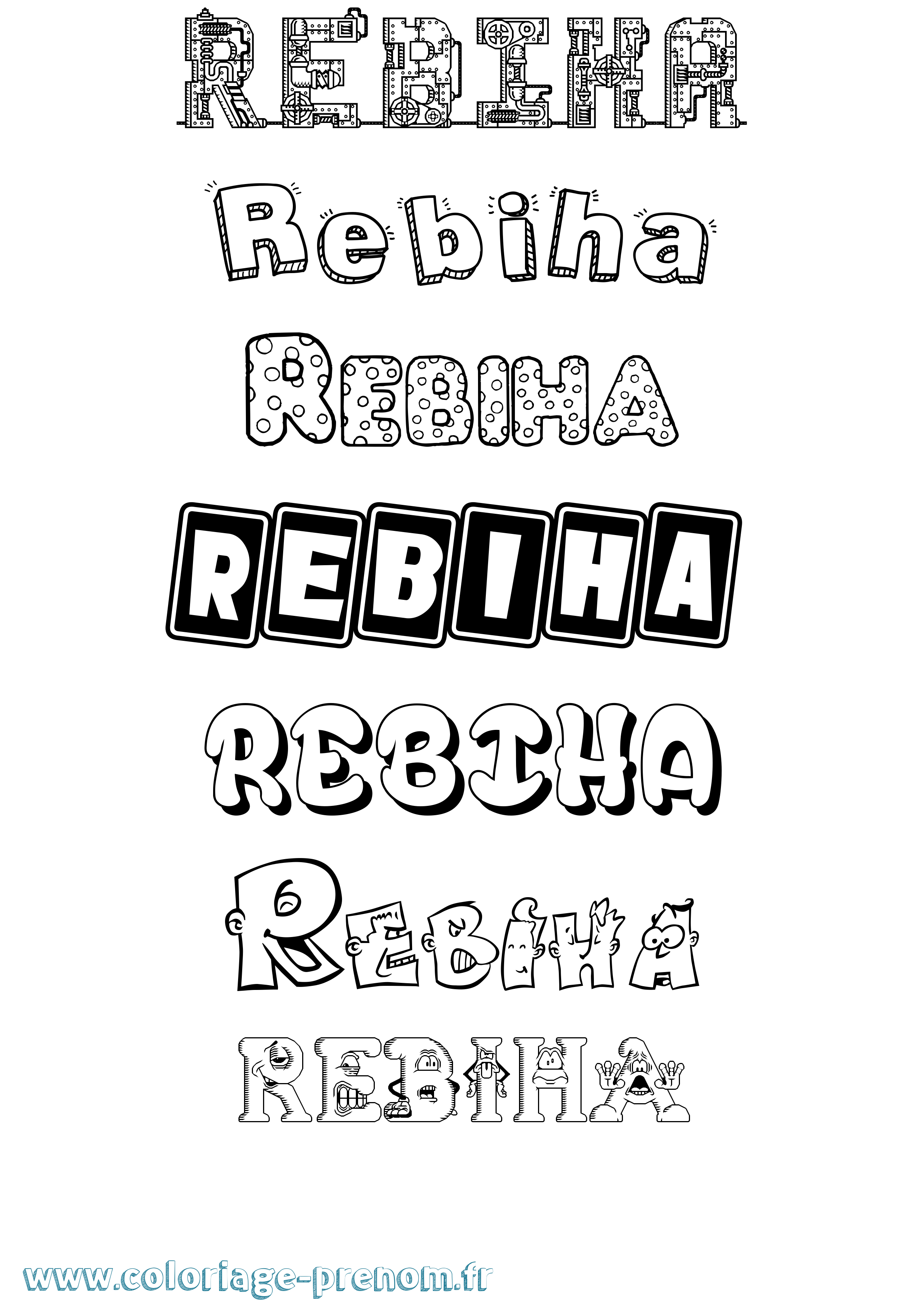 Coloriage prénom Rebiha Fun