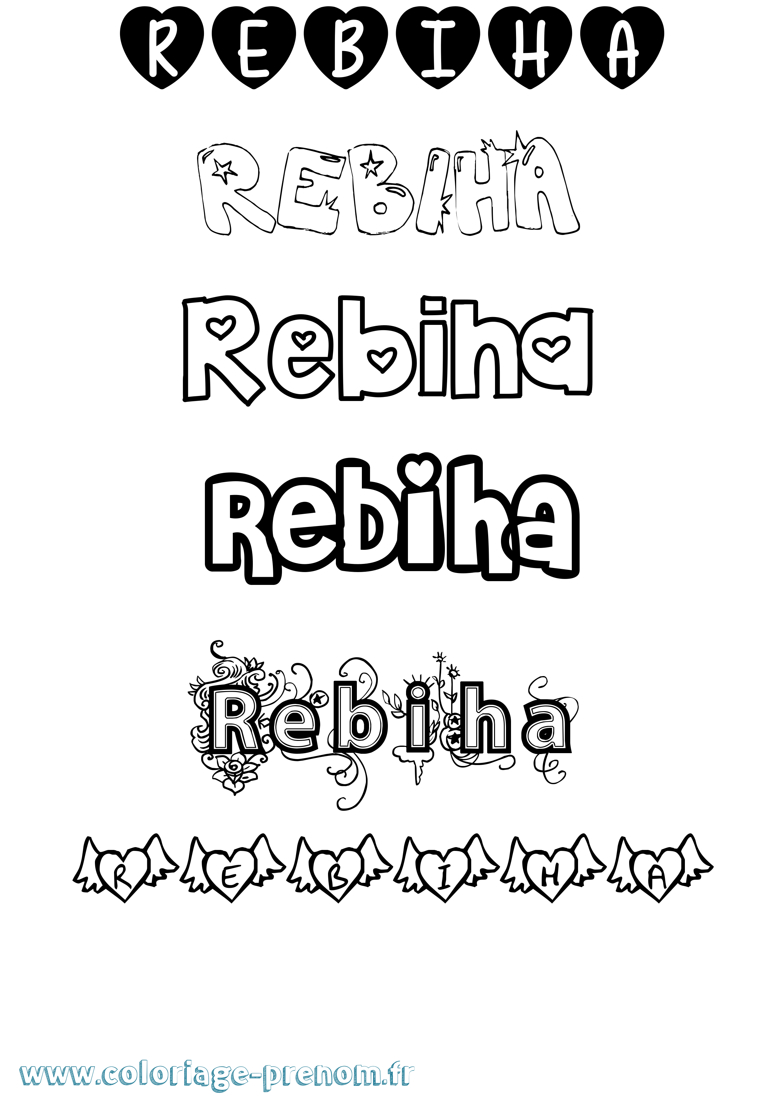 Coloriage Rebiha Girly Coloriage prénom Rebiha Girly