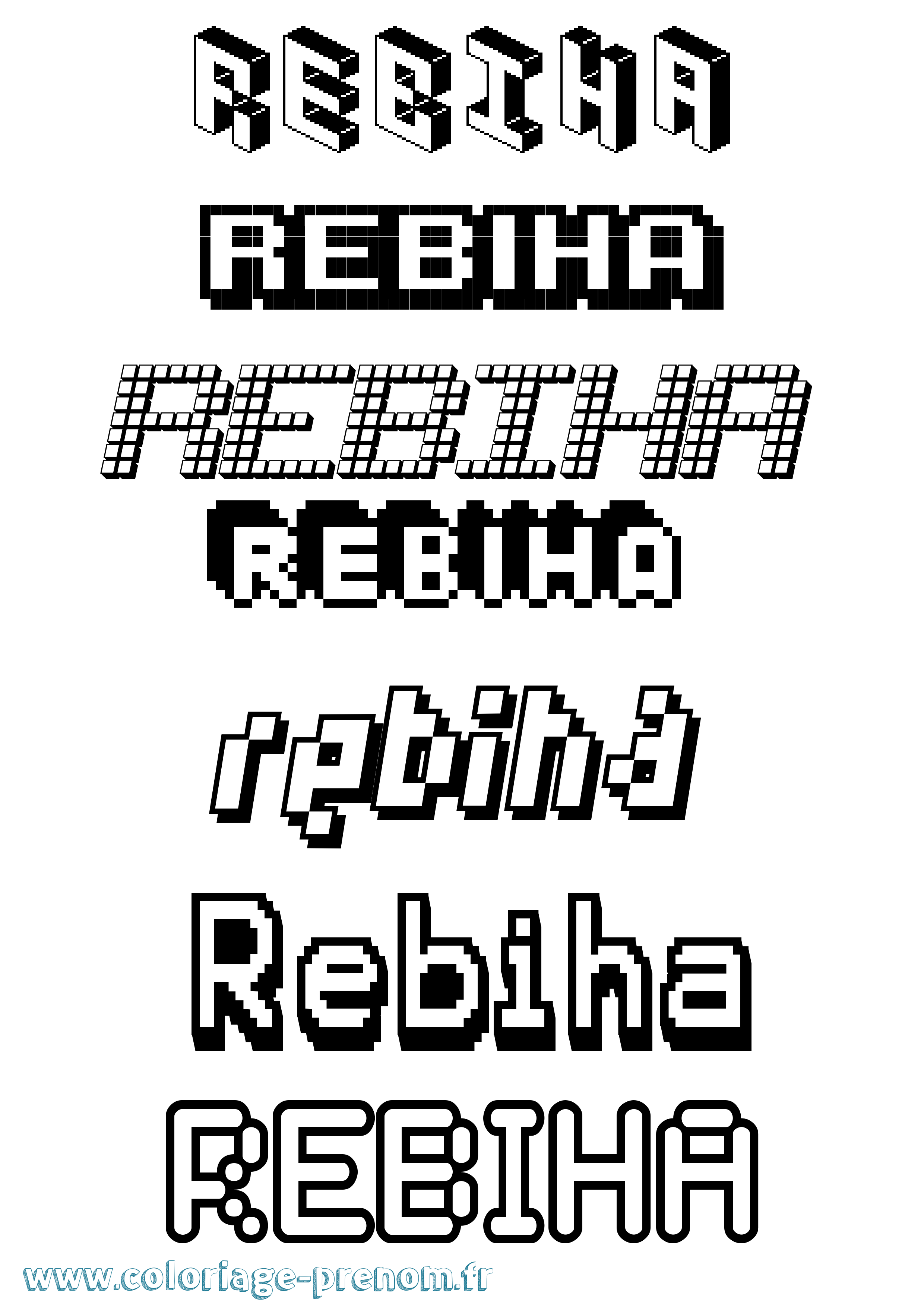 Coloriage prénom Rebiha Pixel