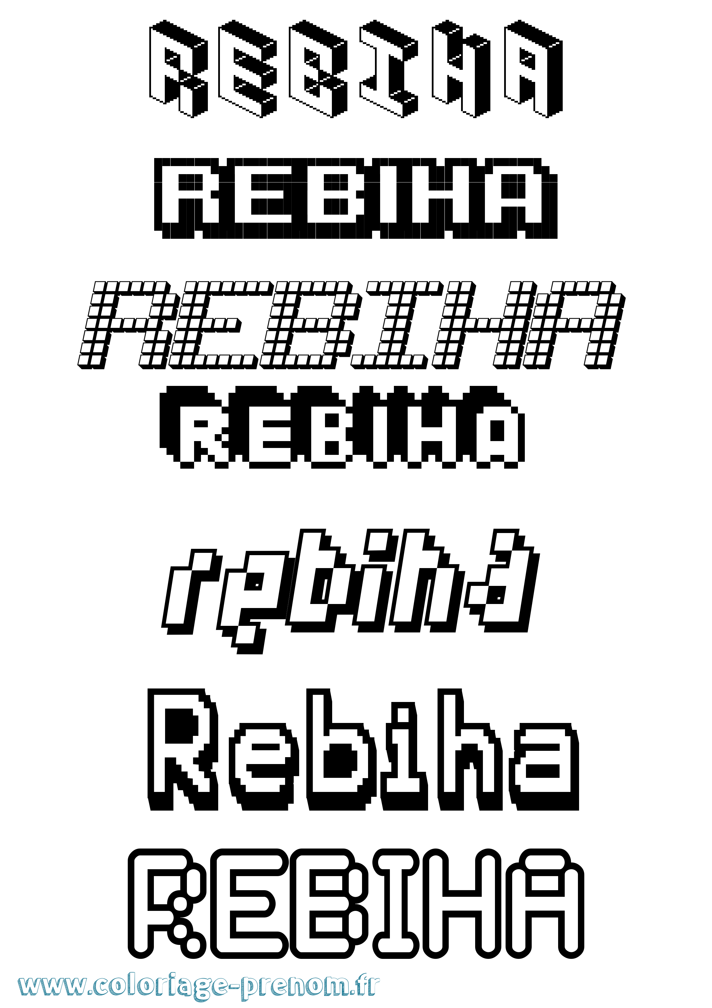 Coloriage Rebiha Pixel Coloriage prénom Rebiha Pixel