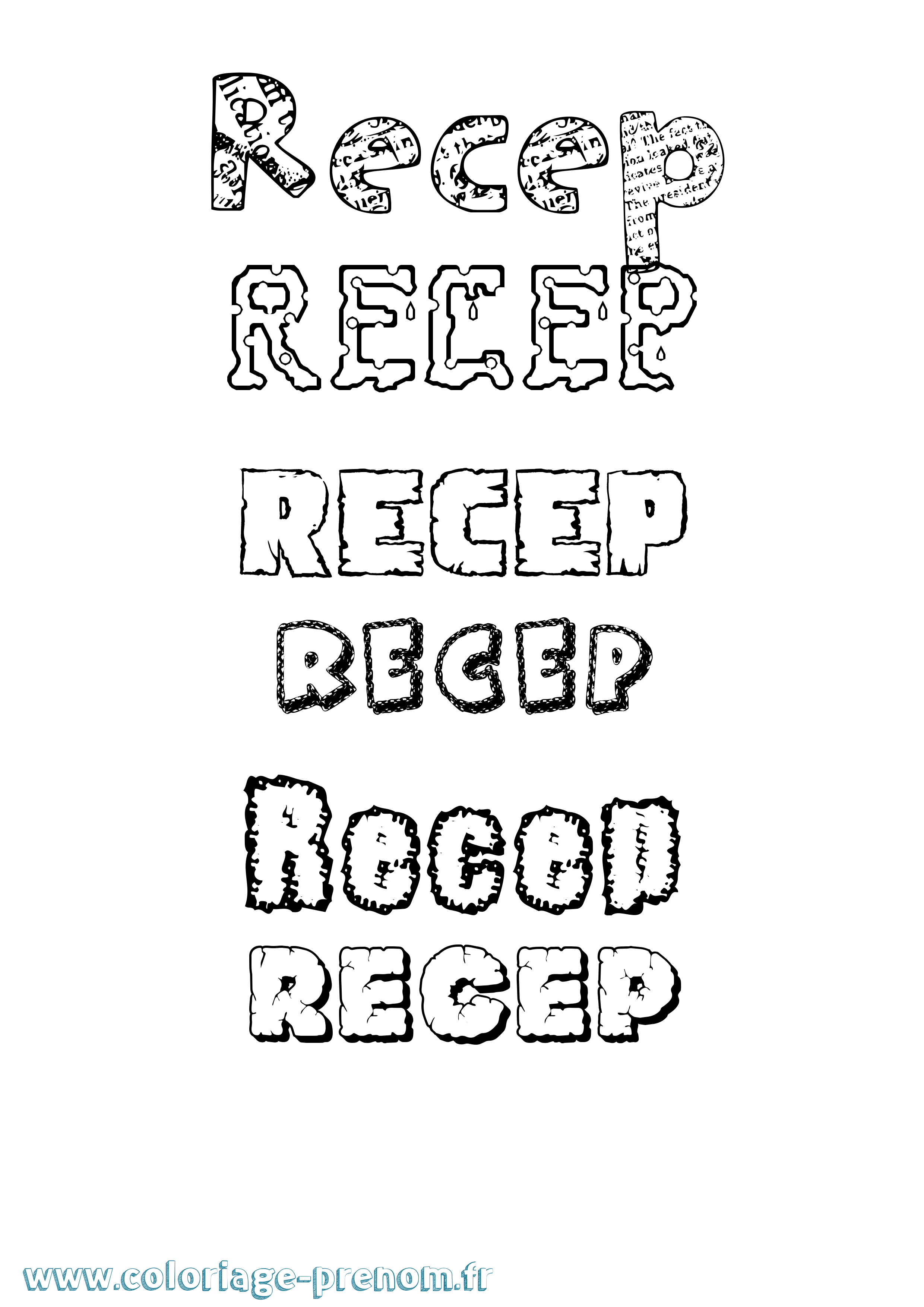 Coloriage Recep Destructuré Coloriage prénom Recep Destructuré