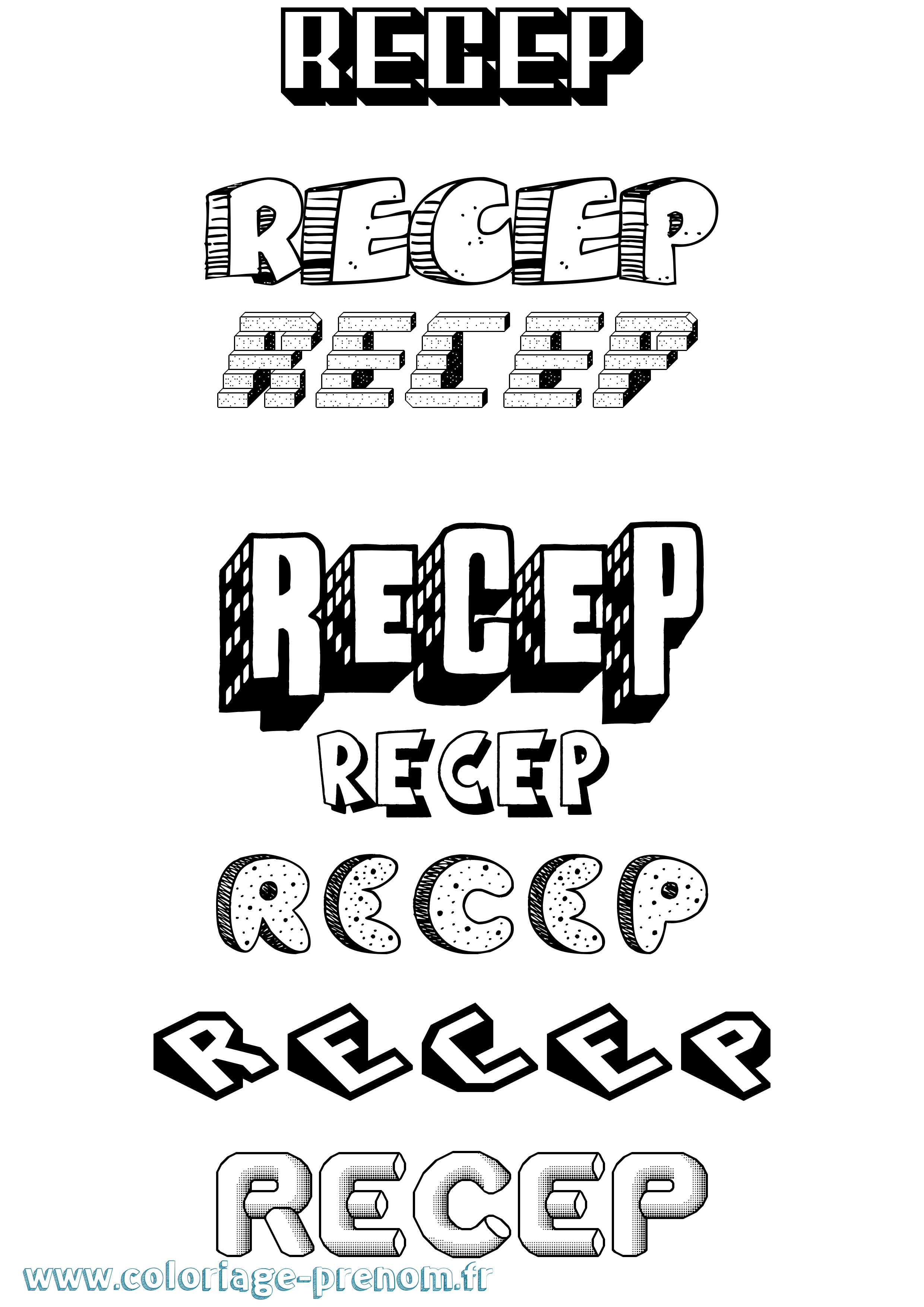 Coloriage Recep Effet 3D Coloriage prénom Recep Effet 3D