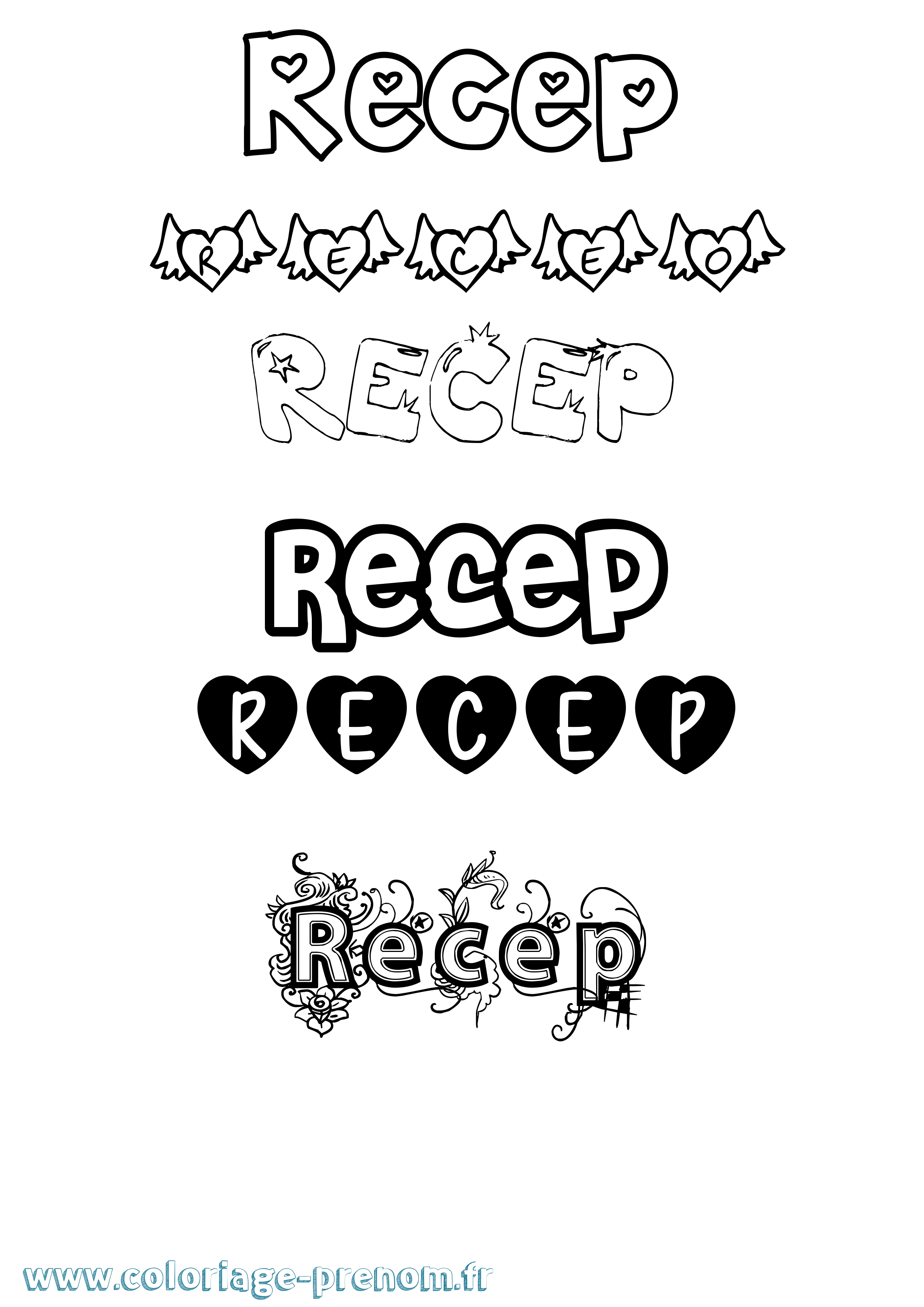 Coloriage Recep Girly Coloriage prénom Recep Girly