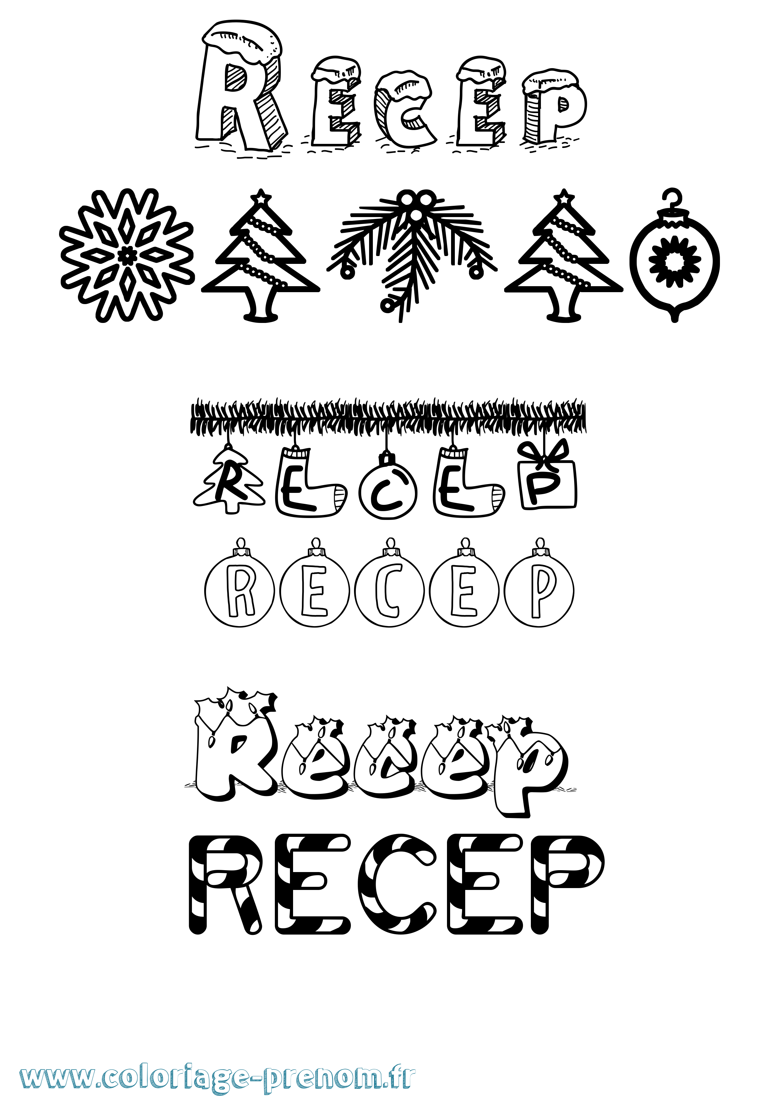 Coloriage Recep Noël Coloriage prénom Recep Noël