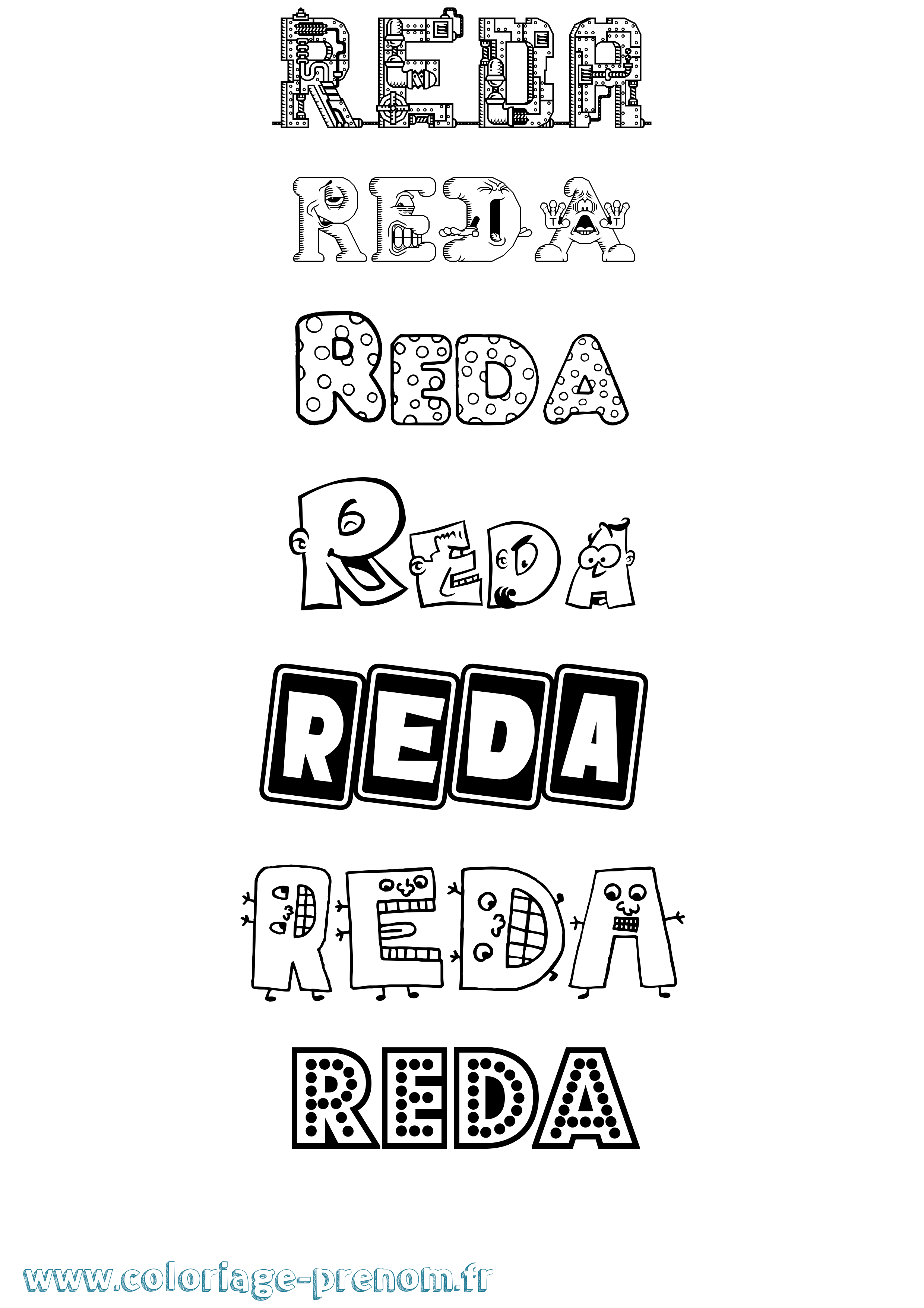 Coloriage prénom Reda Fun