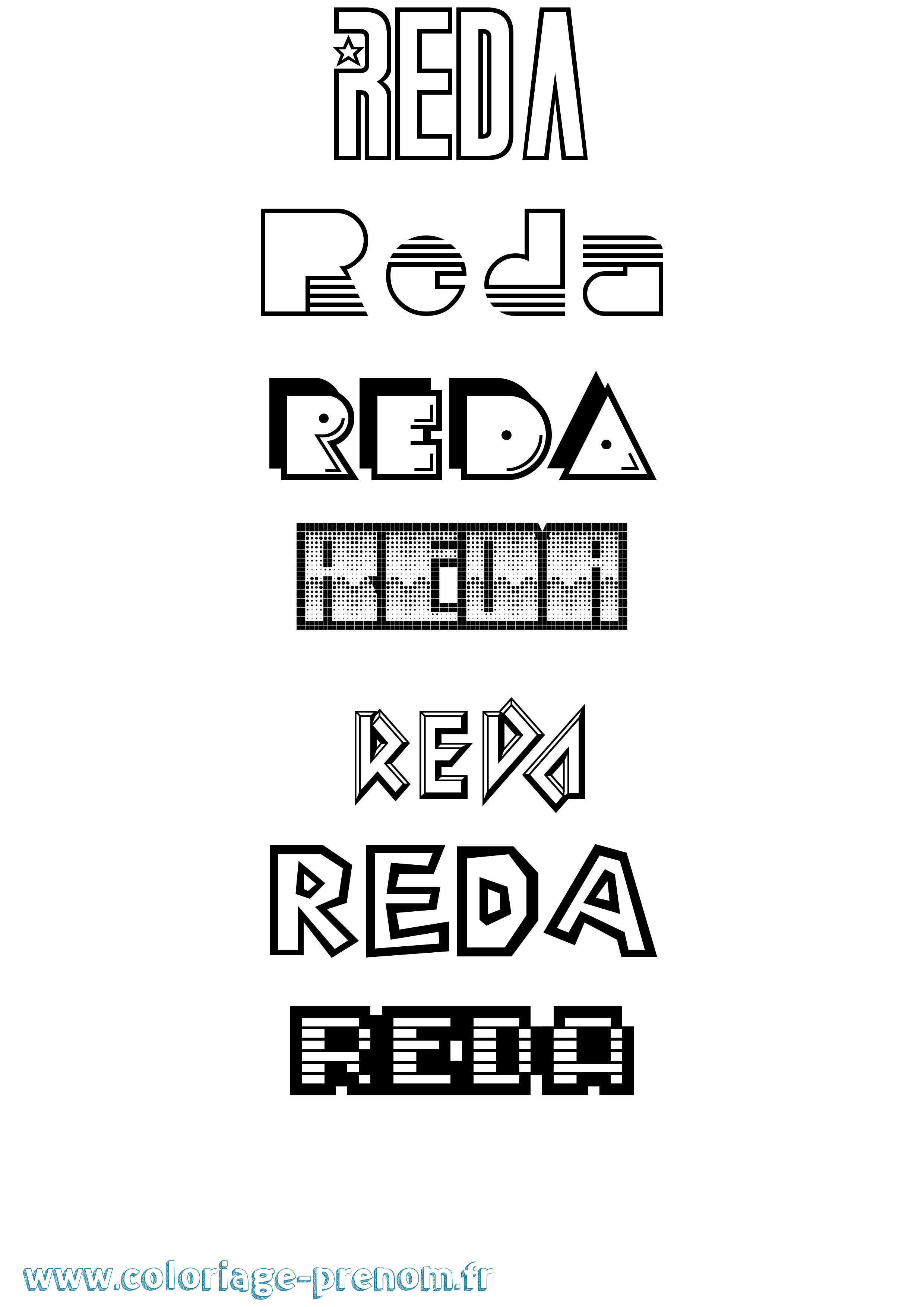 Coloriage prénom Reda Jeux Vidéos