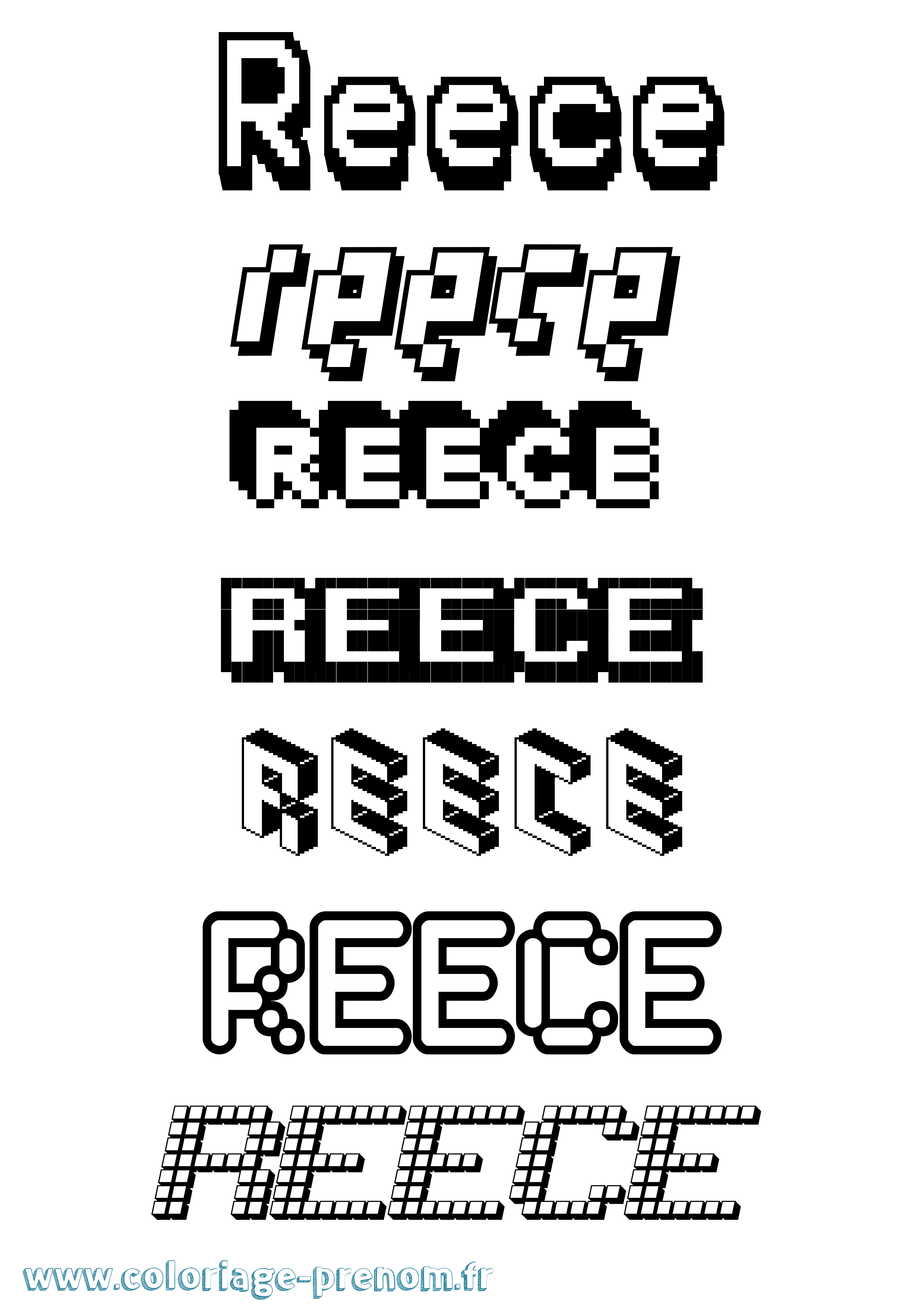 Coloriage prénom Reece Pixel