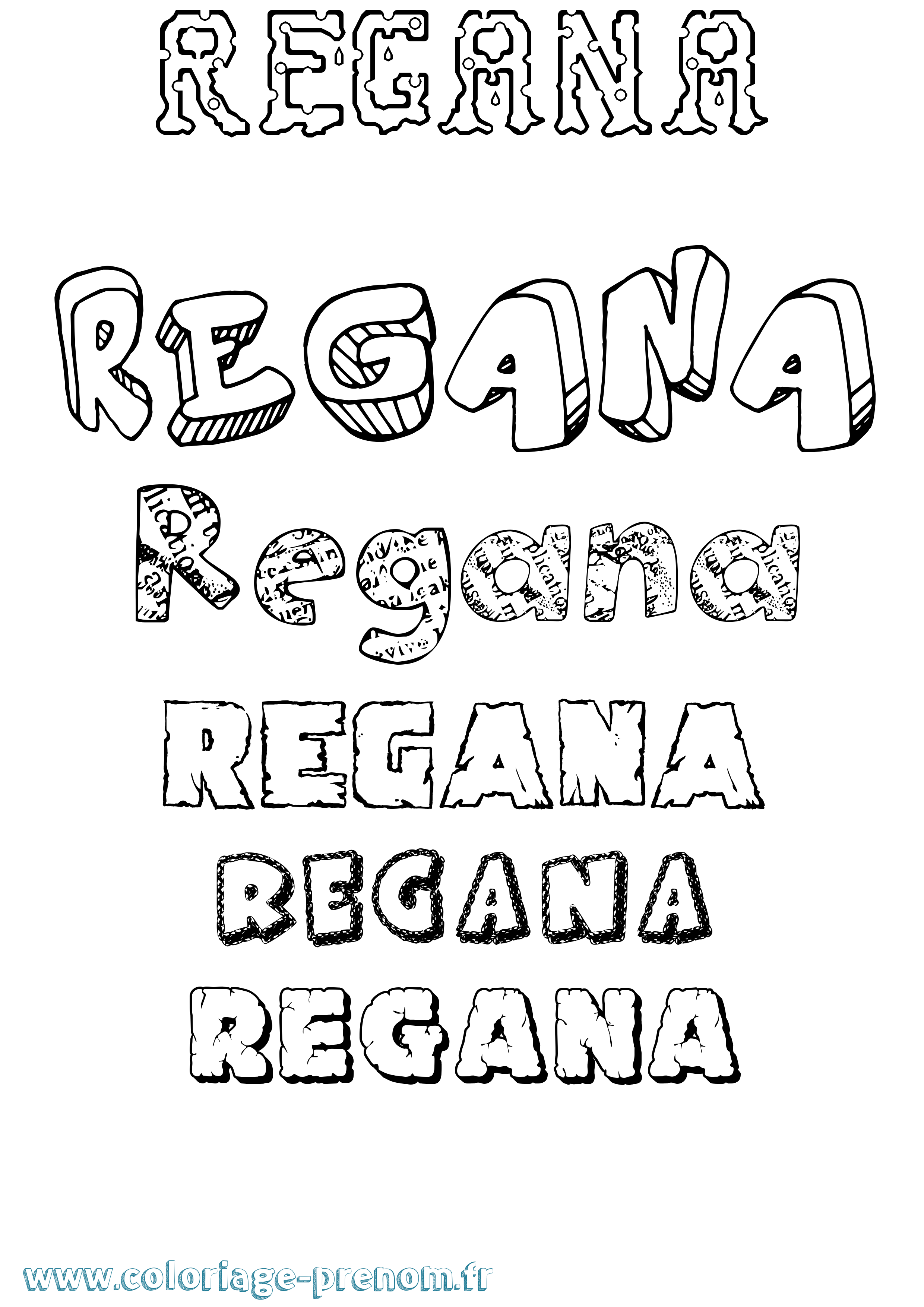 Coloriage prénom Regana Destructuré