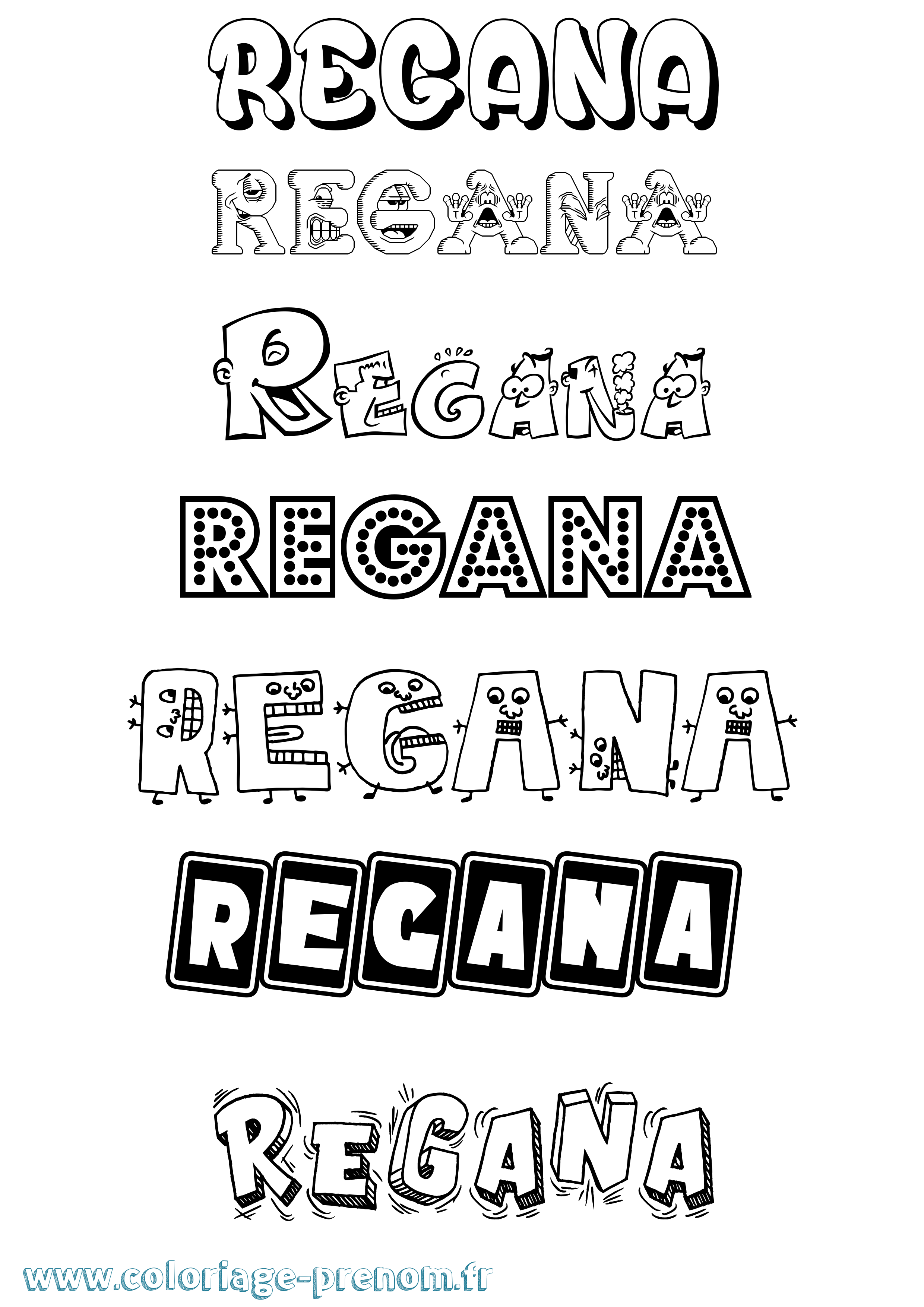 Coloriage prénom Regana Fun