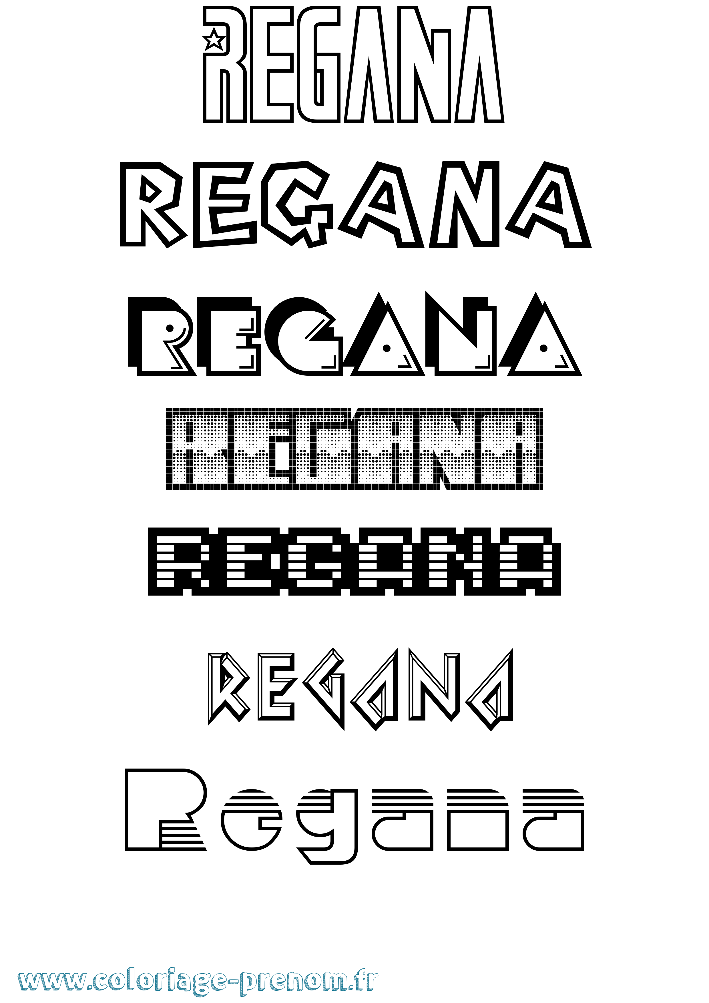 Coloriage prénom Regana Jeux Vidéos