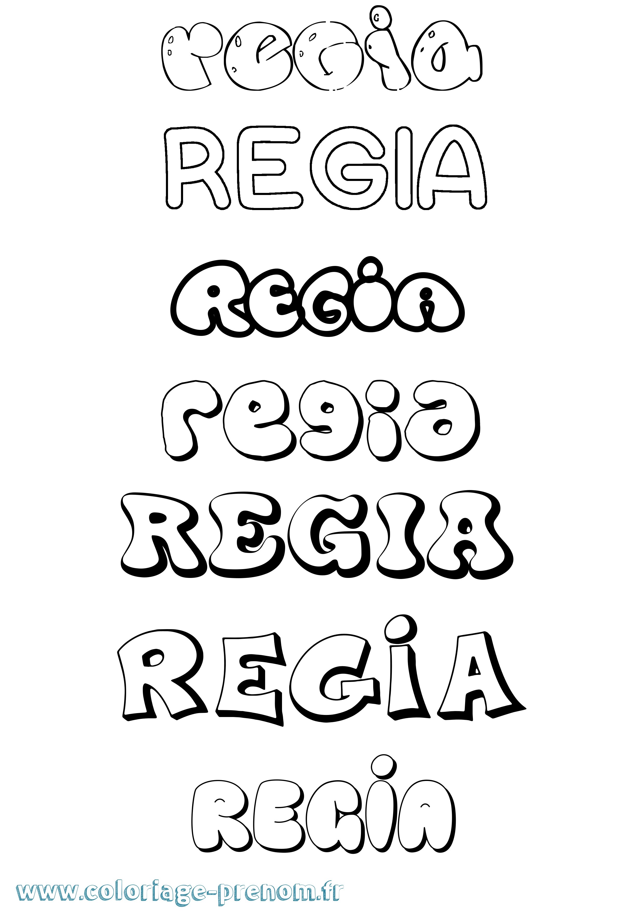 Coloriage prénom Regia Bubble