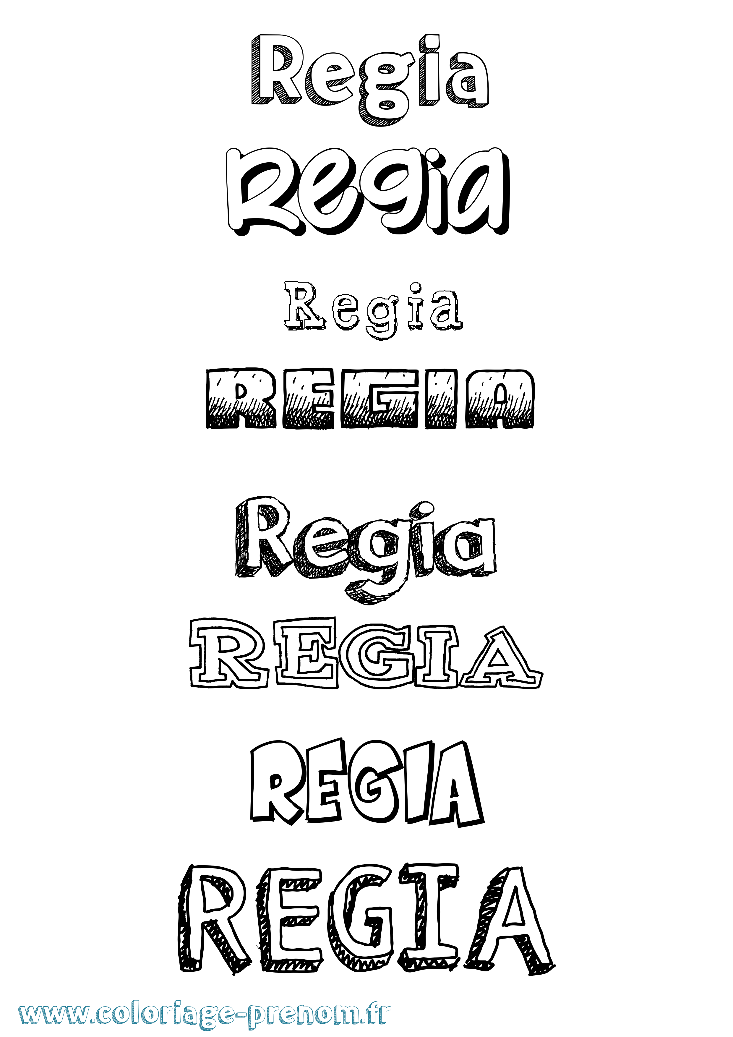 Coloriage prénom Regia Dessiné
