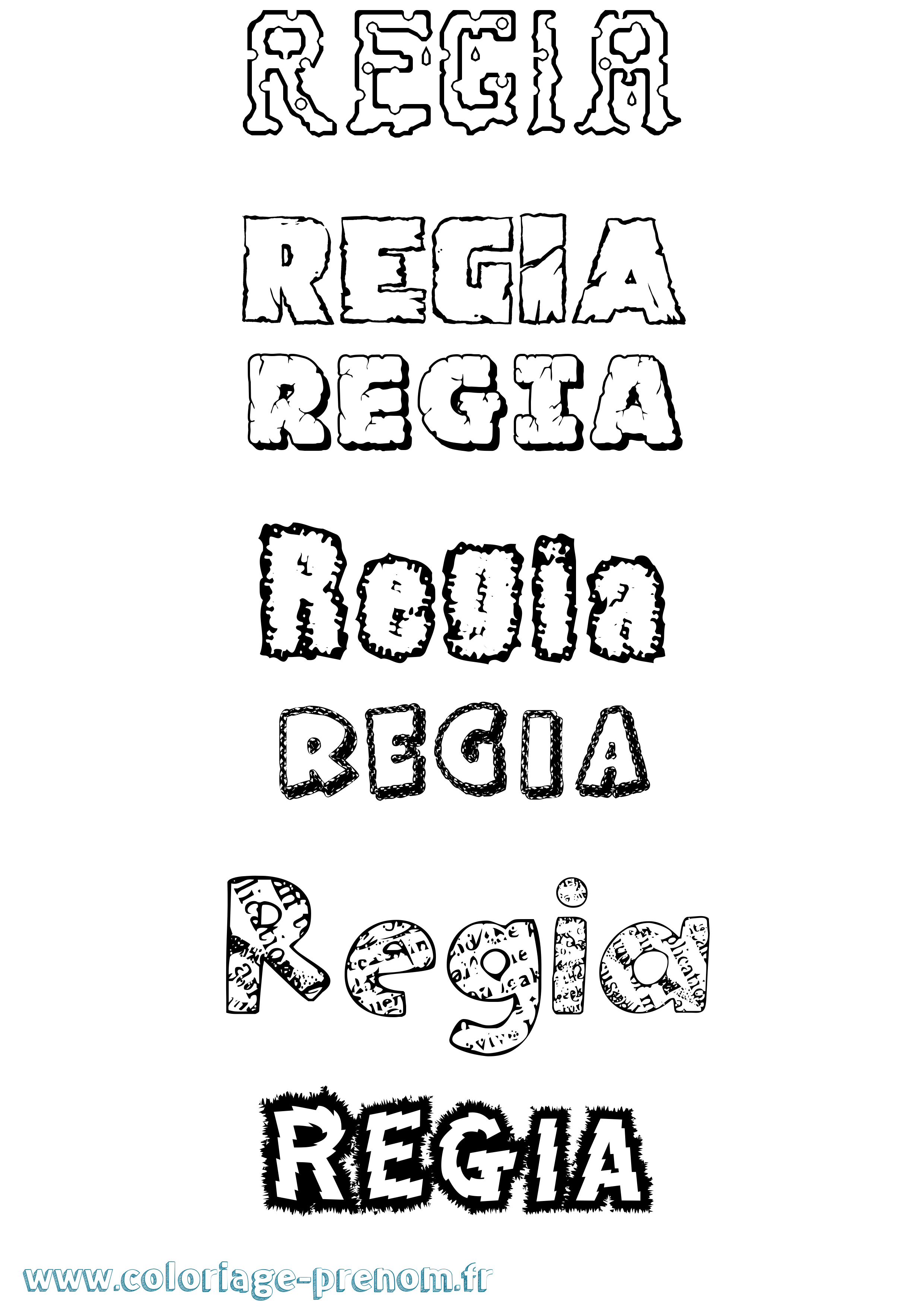 Coloriage prénom Regia Destructuré