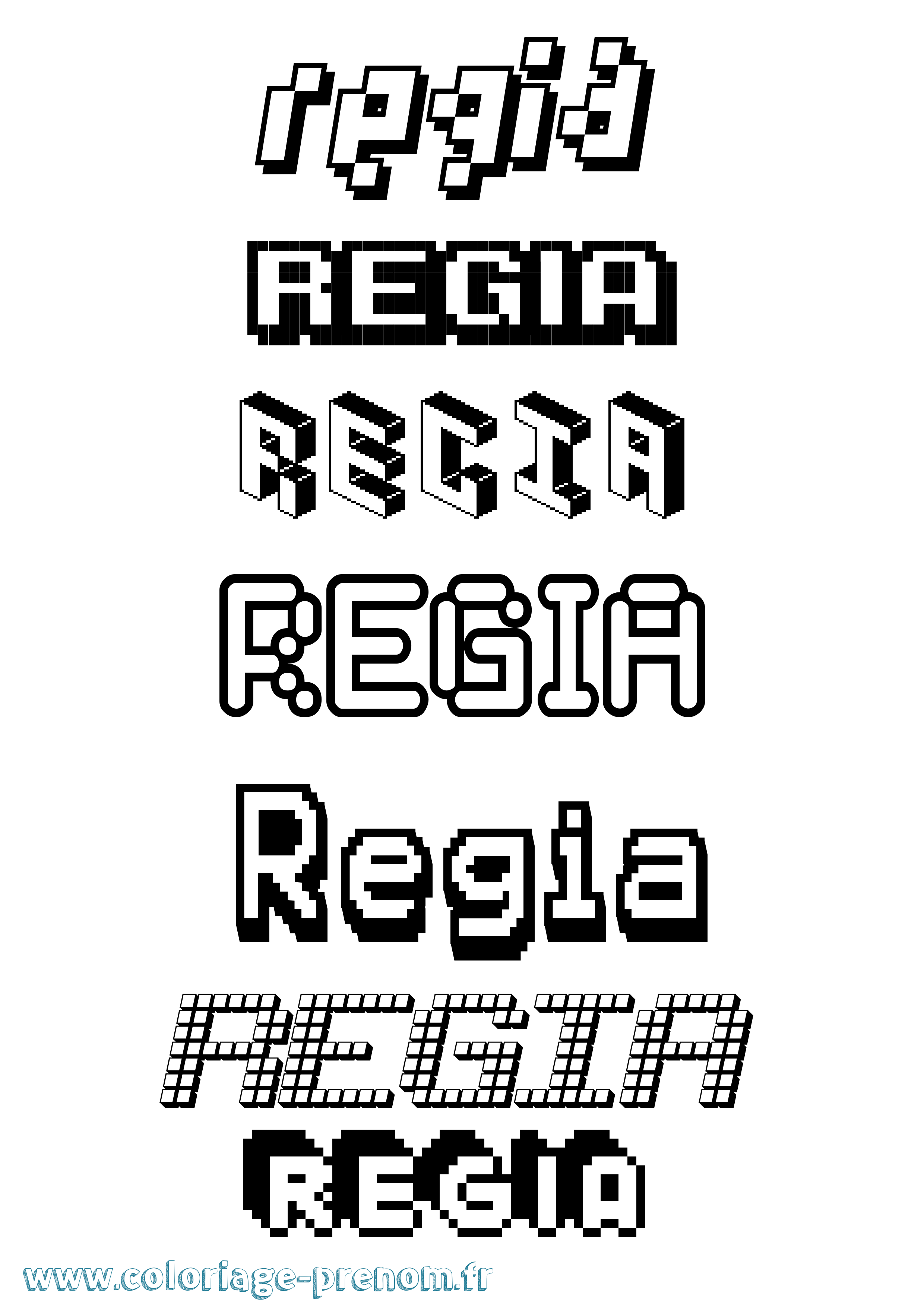 Coloriage prénom Regia Pixel