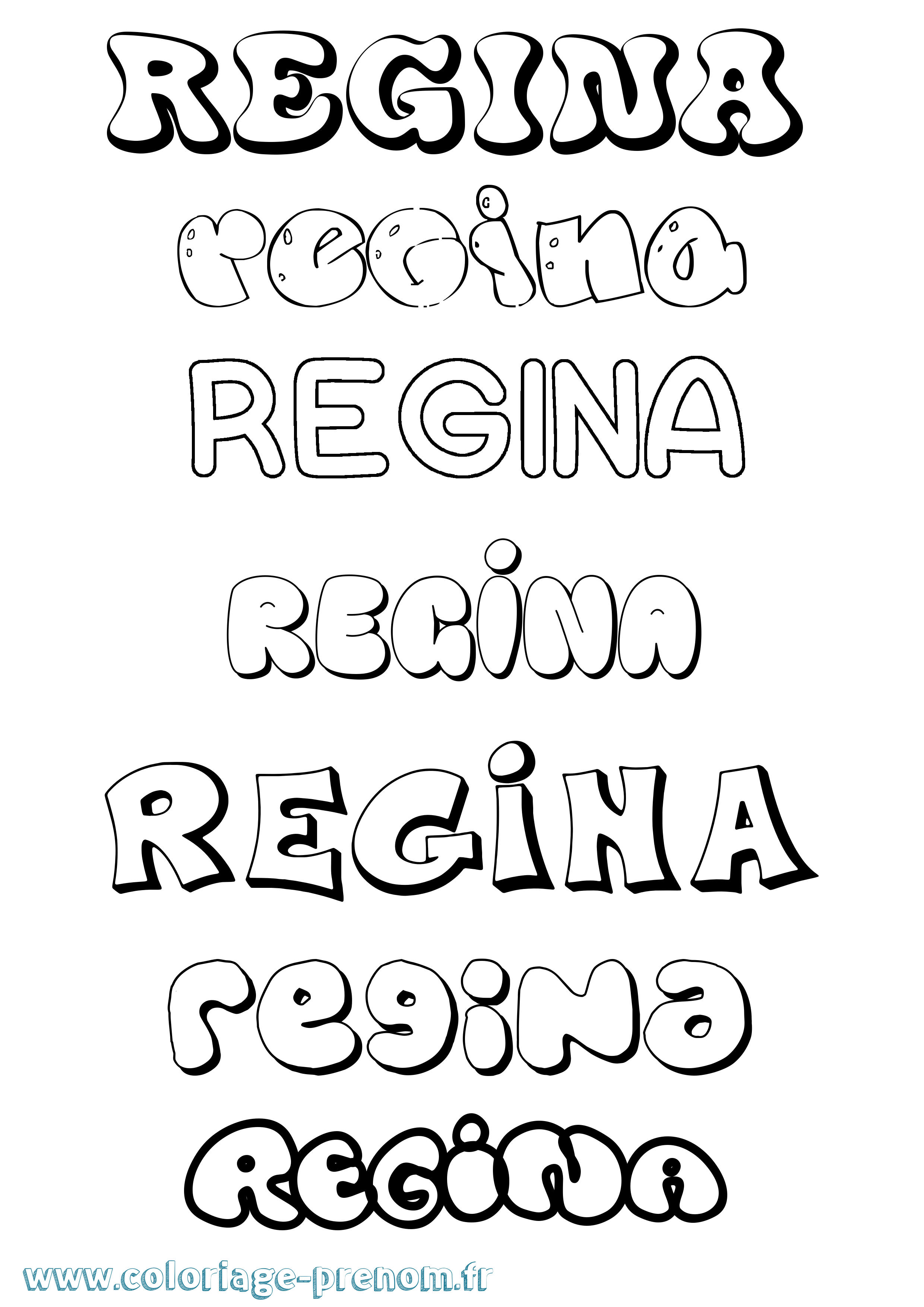 Coloriage prénom Regina Bubble