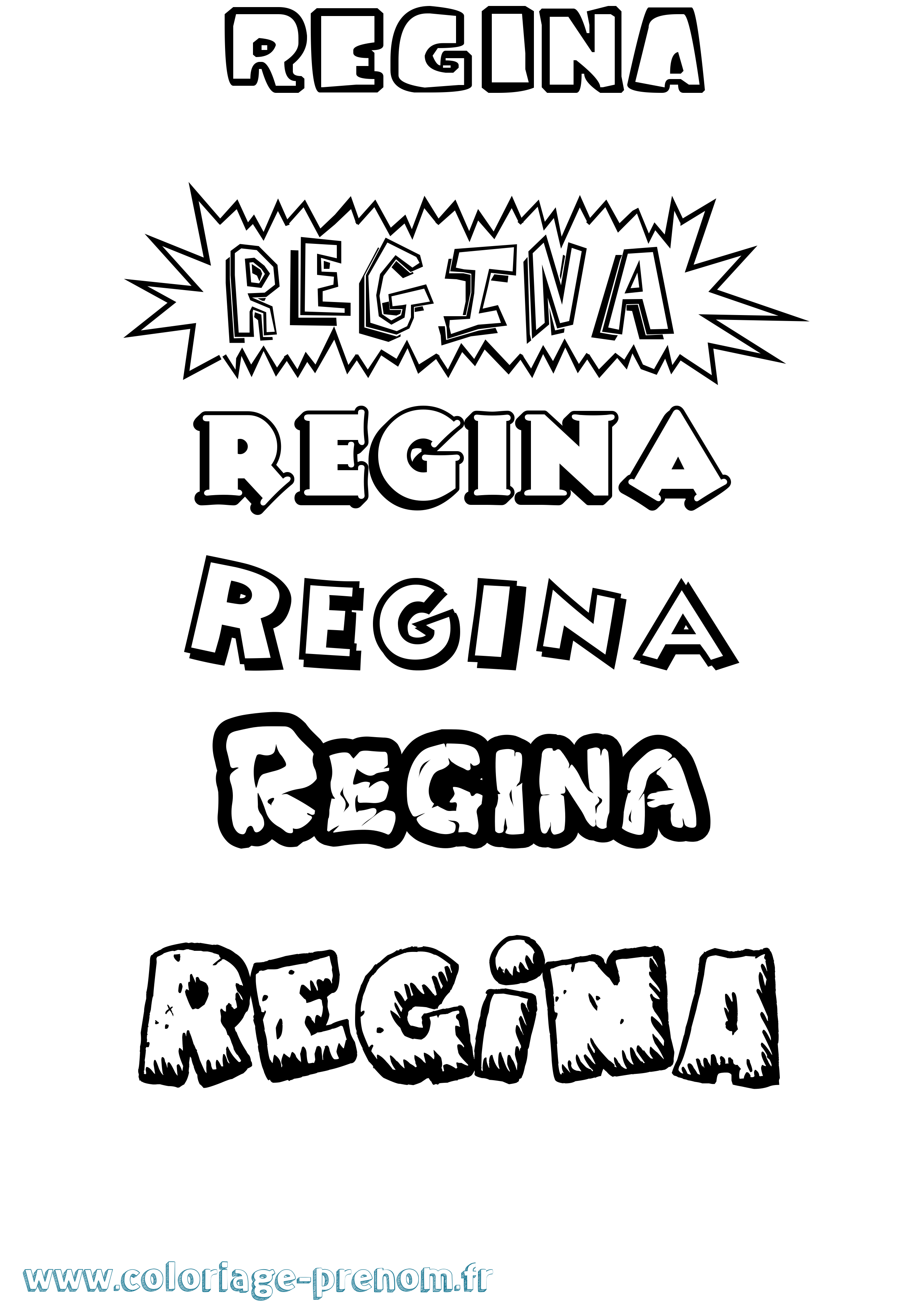 Coloriage prénom Regina Dessin Animé