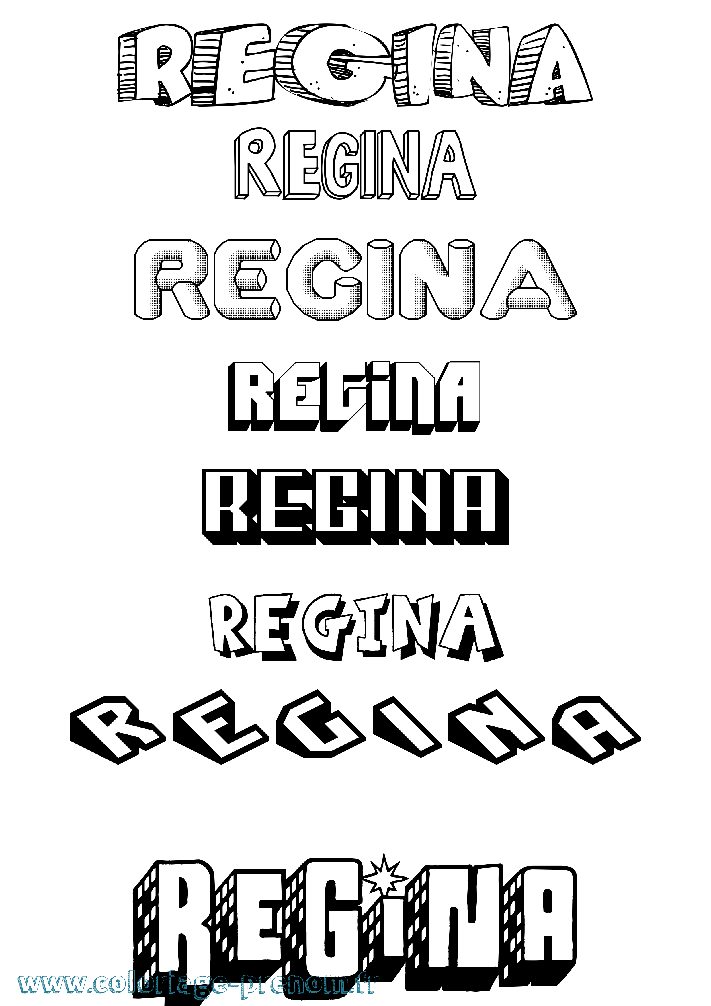 Coloriage prénom Regina Effet 3D