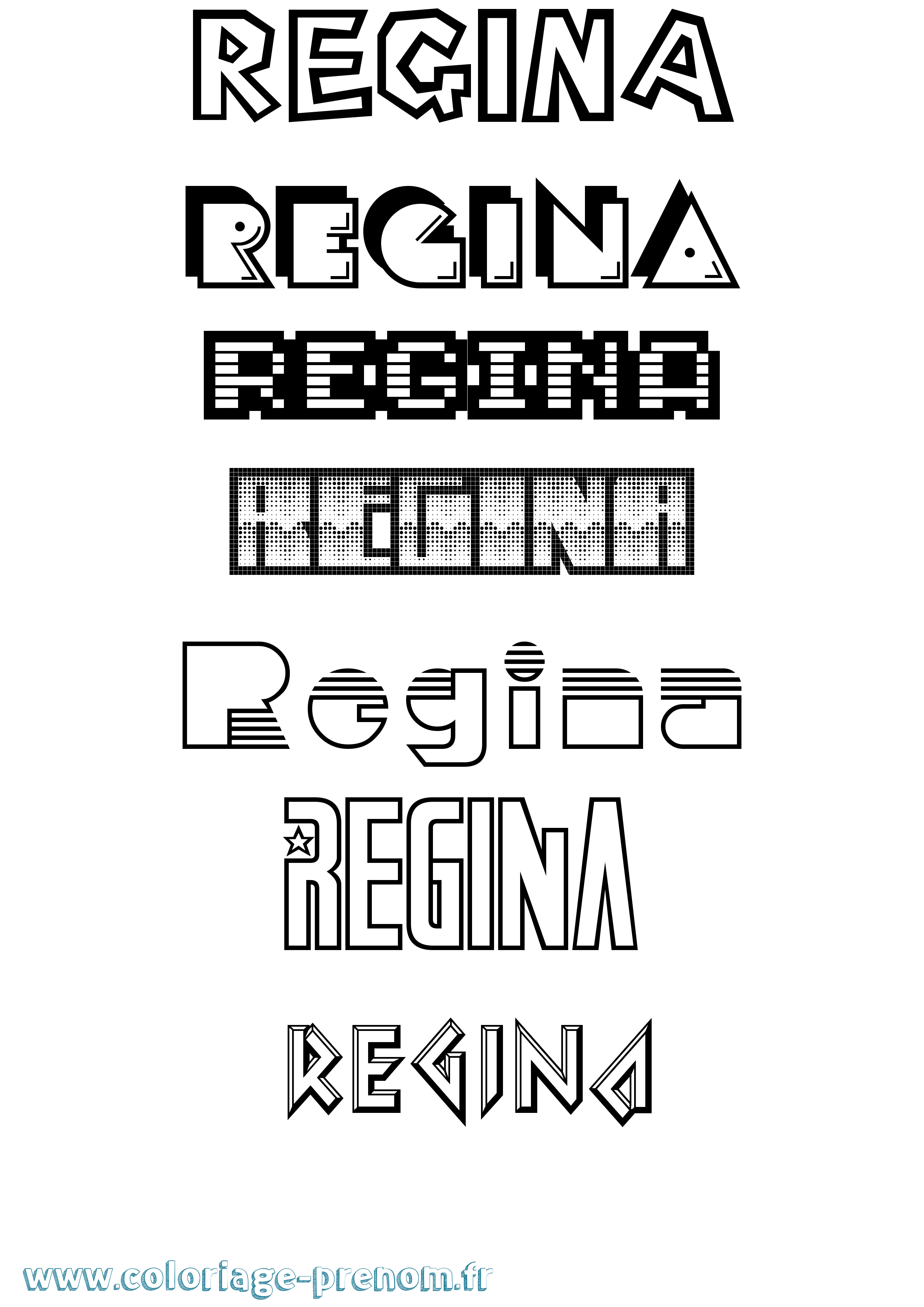 Coloriage prénom Regina Jeux Vidéos