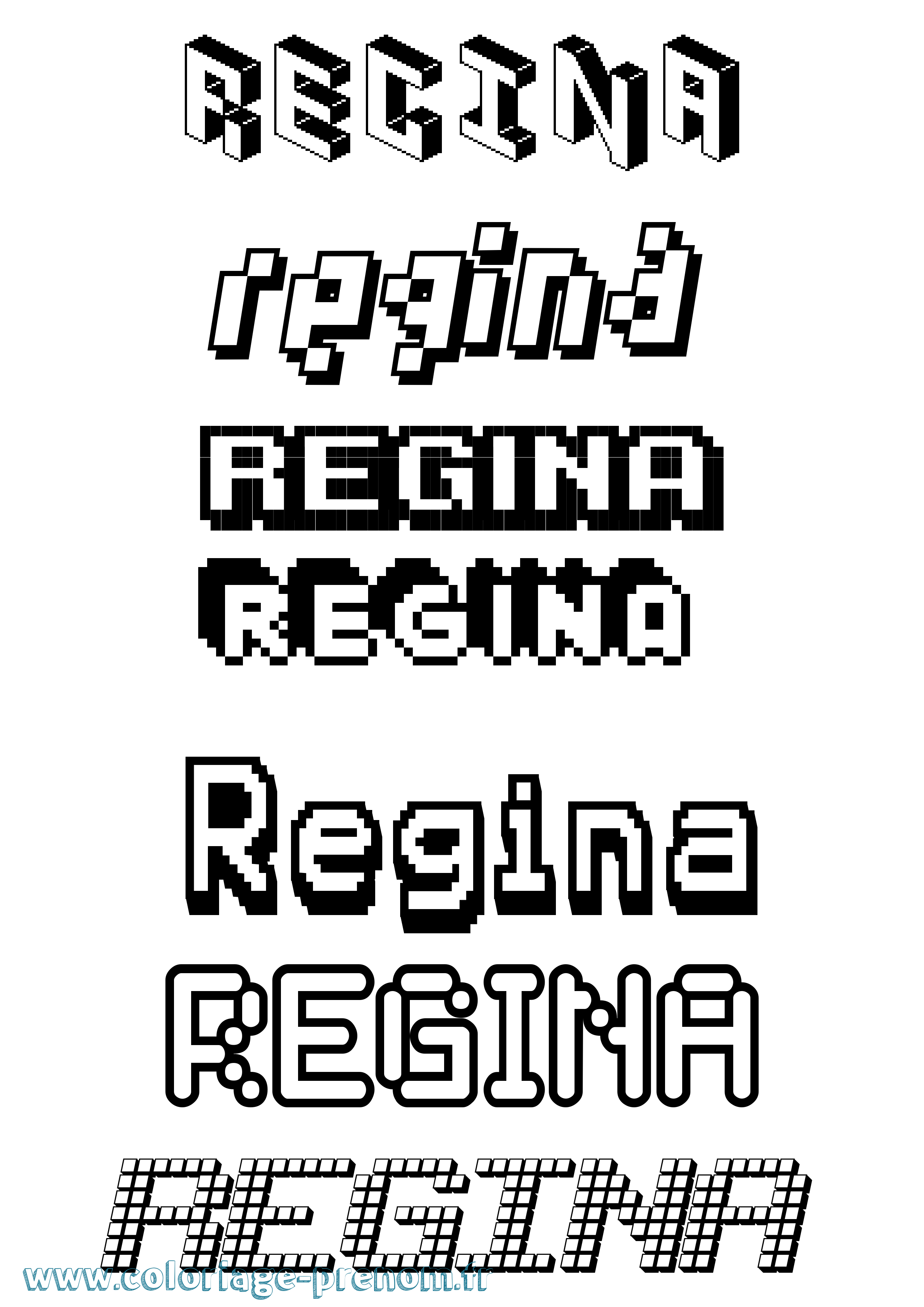 Coloriage prénom Regina Pixel