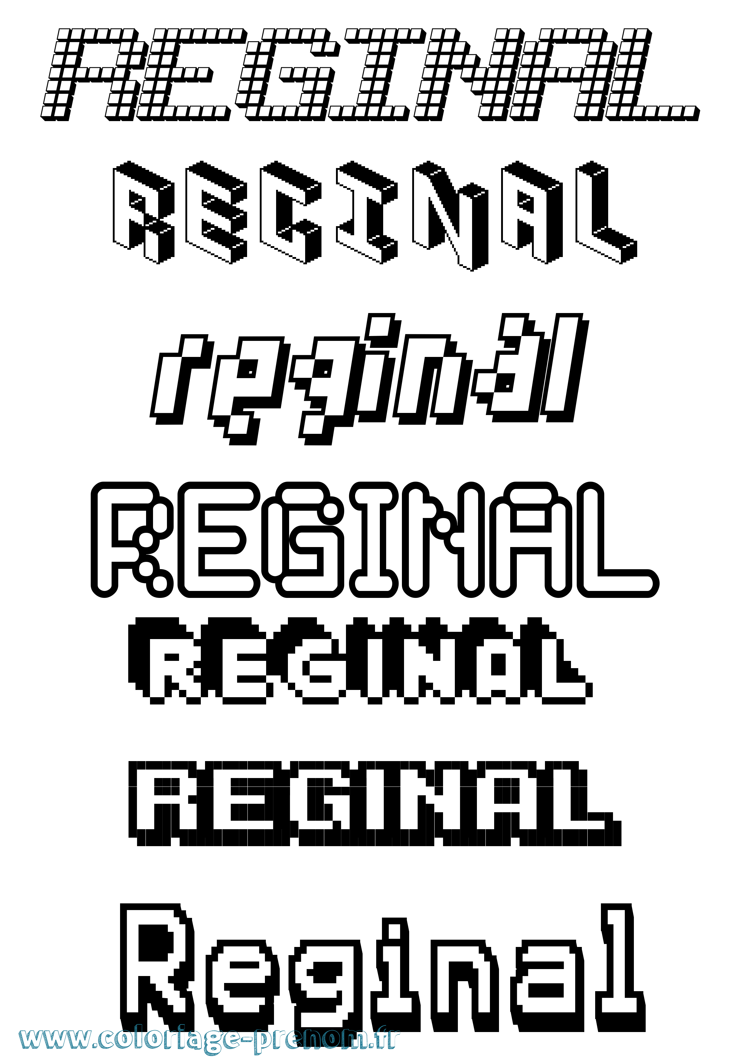 Coloriage prénom Reginal Pixel