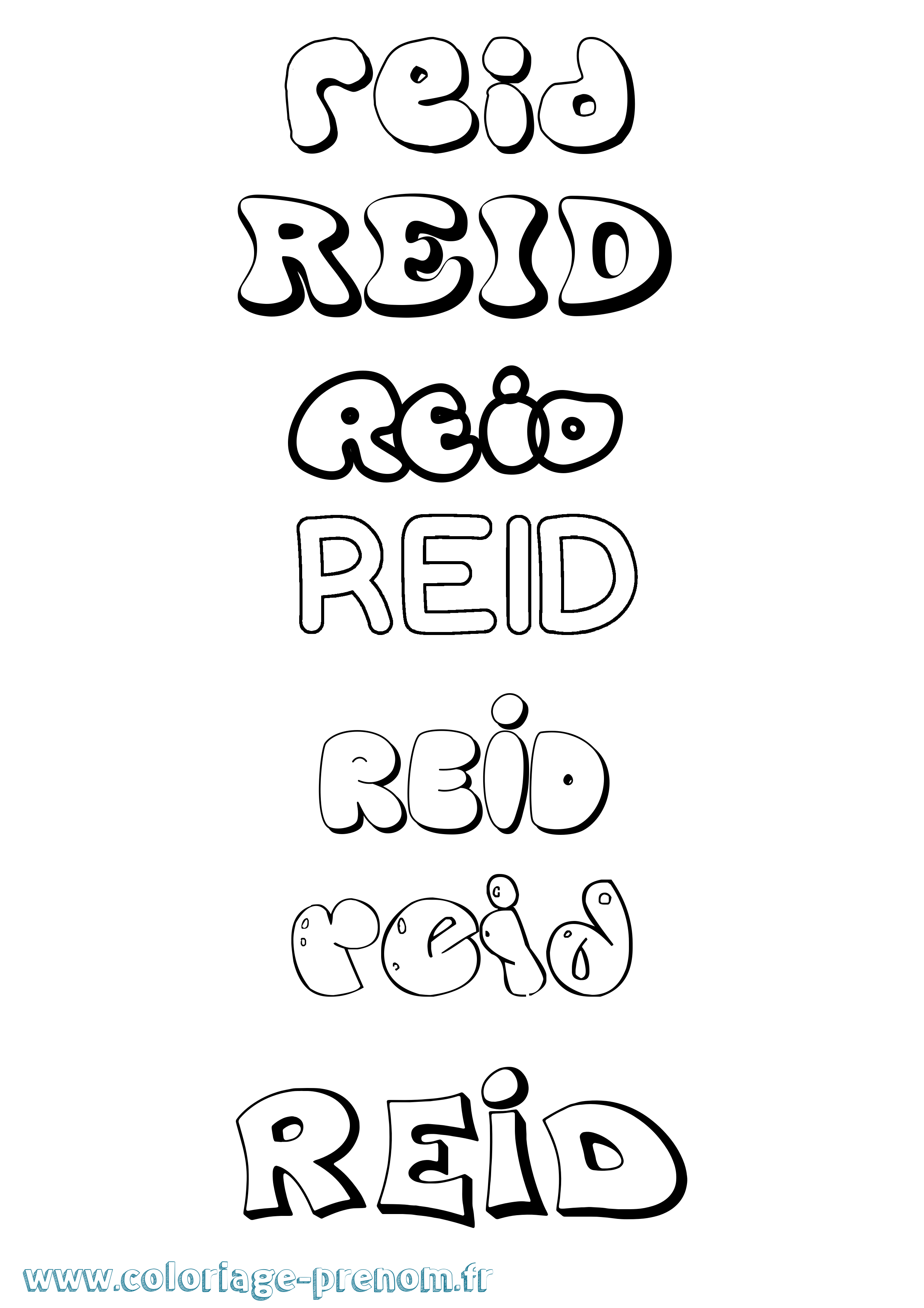 Coloriage prénom Reid Bubble