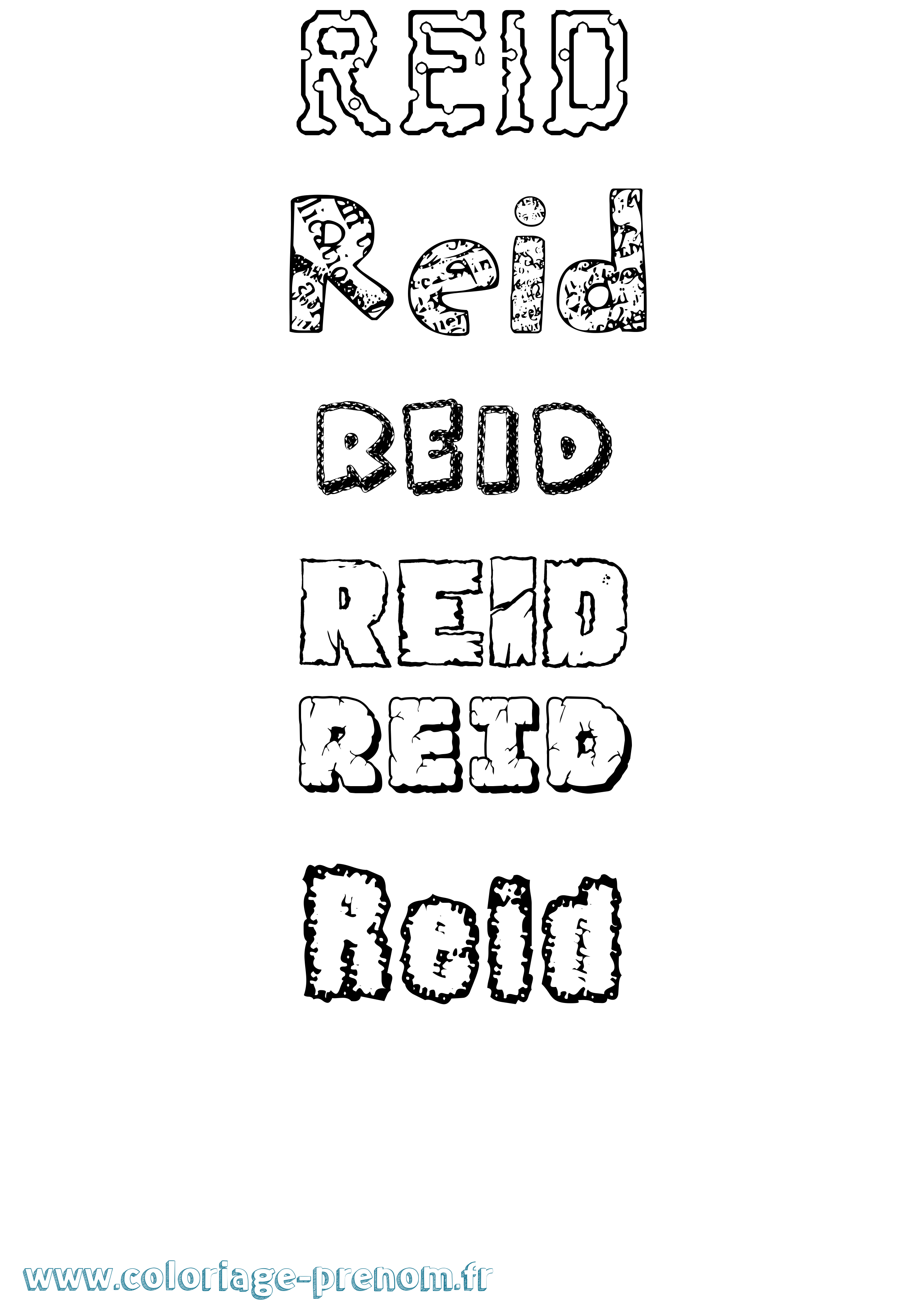 Coloriage prénom Reid Destructuré