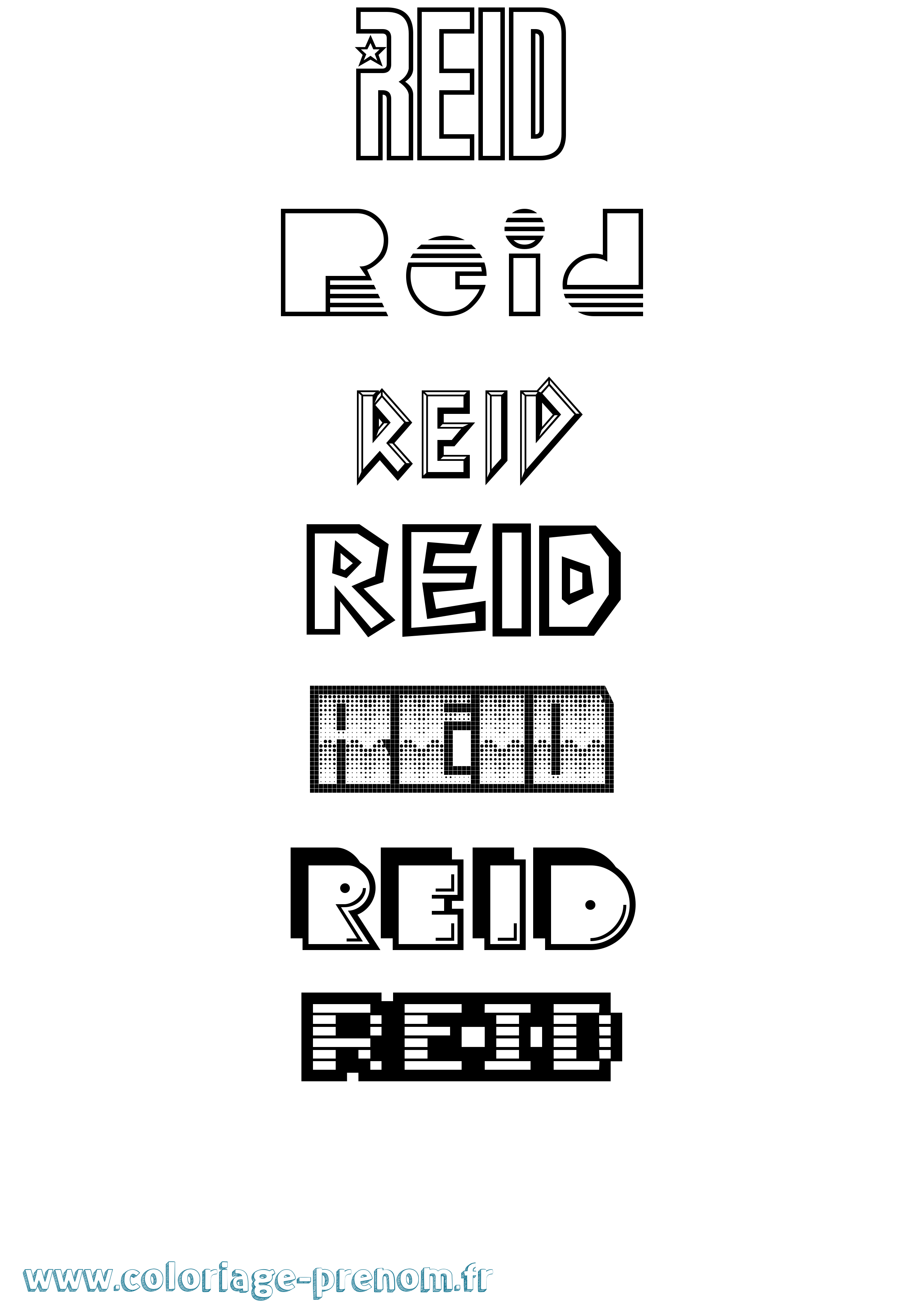 Coloriage prénom Reid Jeux Vidéos