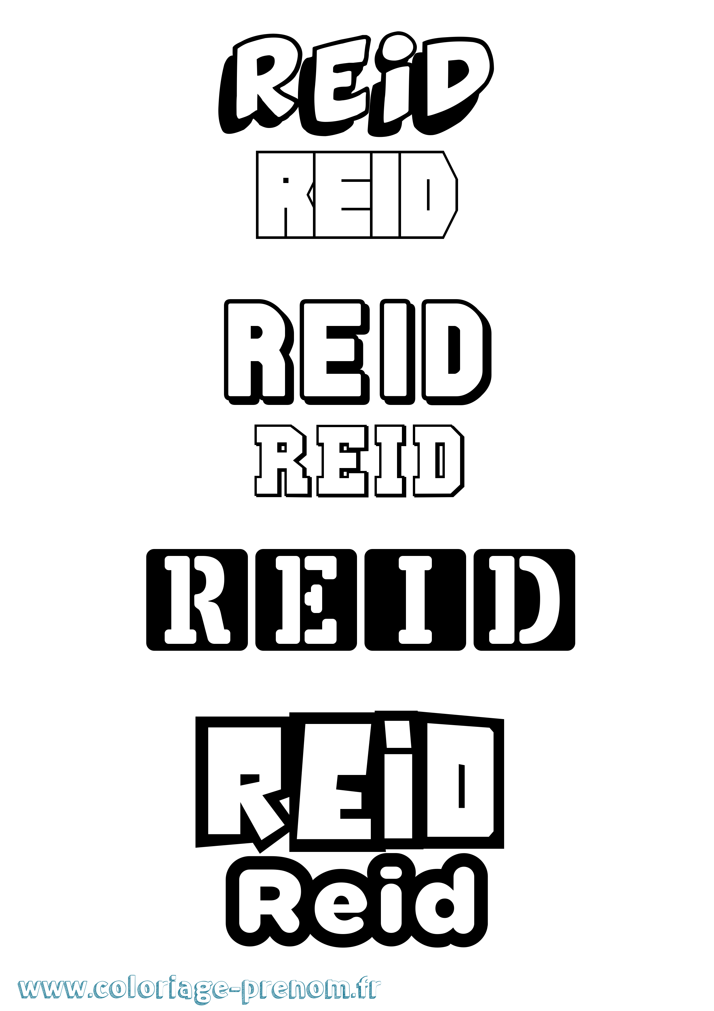 Coloriage prénom Reid Simple