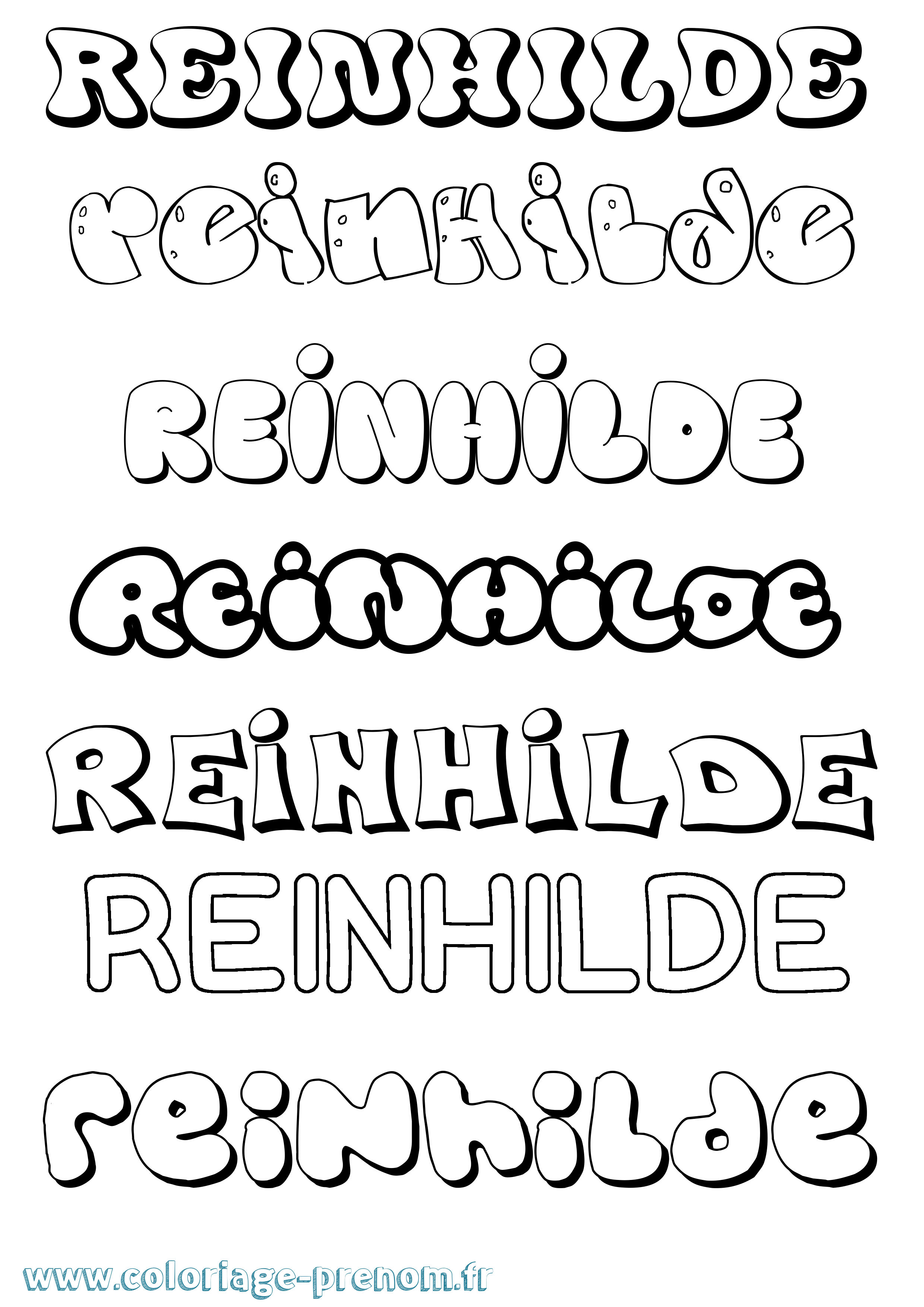 Coloriage prénom Reinhilde Bubble