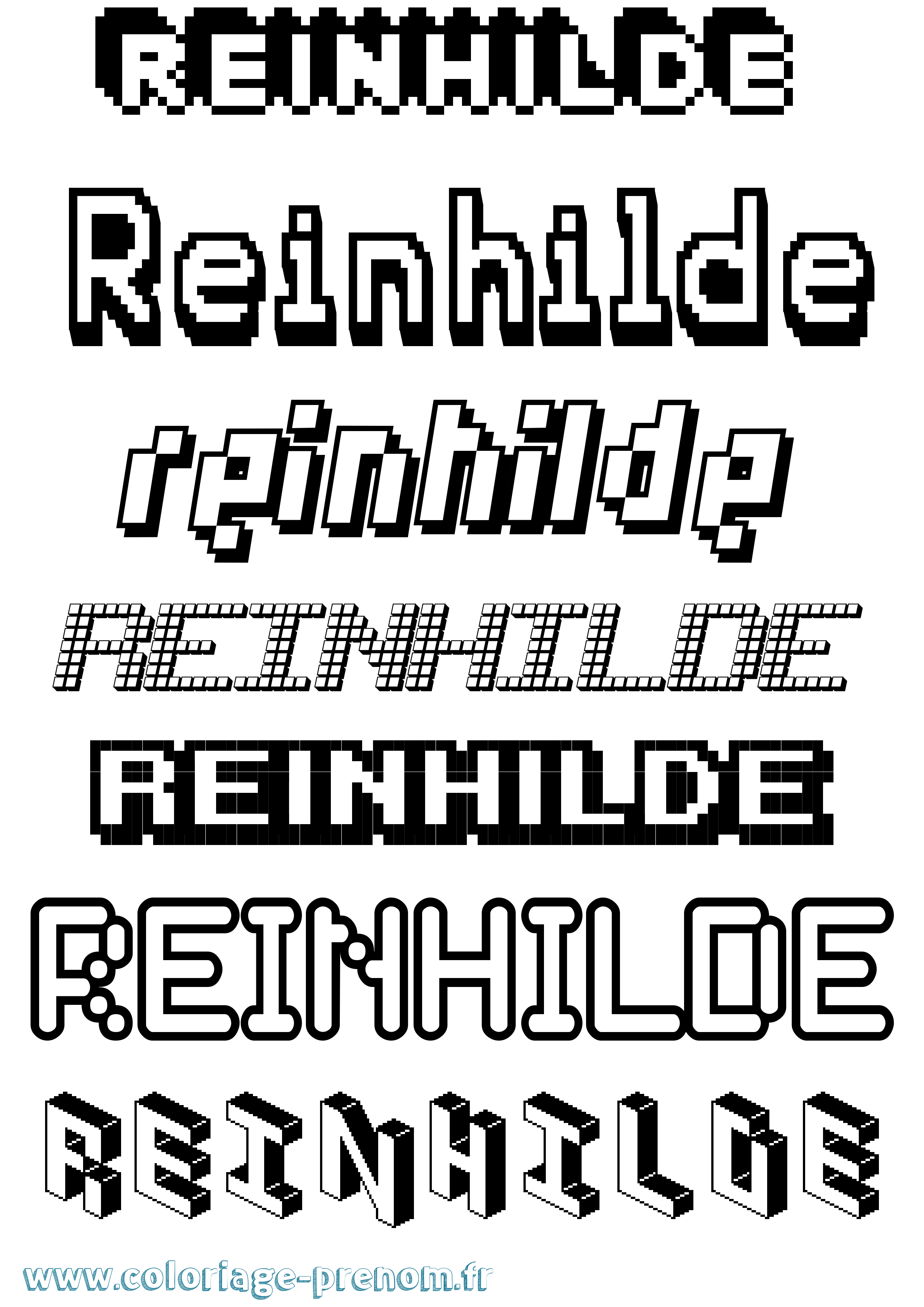 Coloriage prénom Reinhilde Pixel