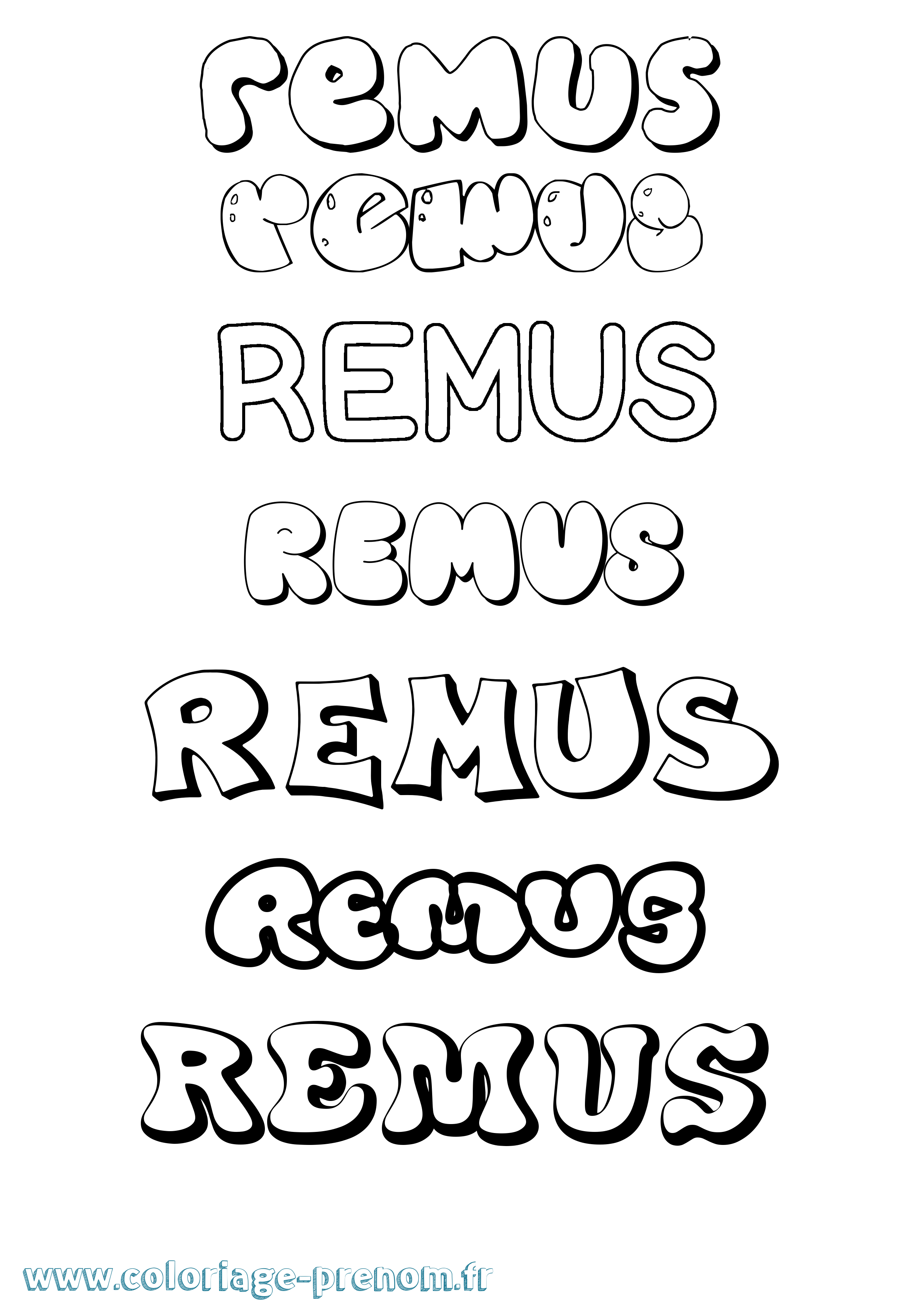 Coloriage Remus Bubble Coloriage prénom Remus Bubble