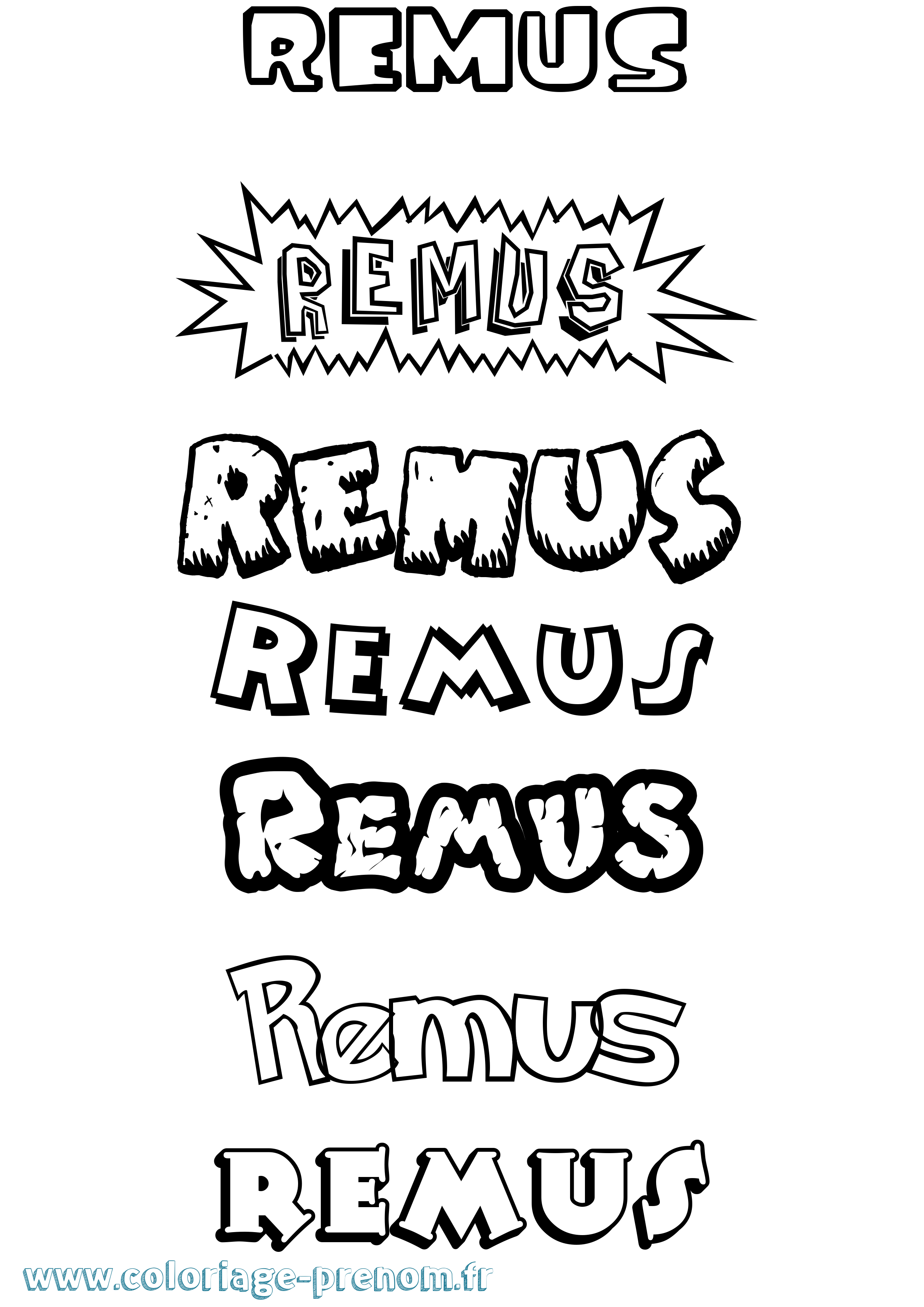 Coloriage Remus Dessin Animé Coloriage prénom Remus Dessin Animé
