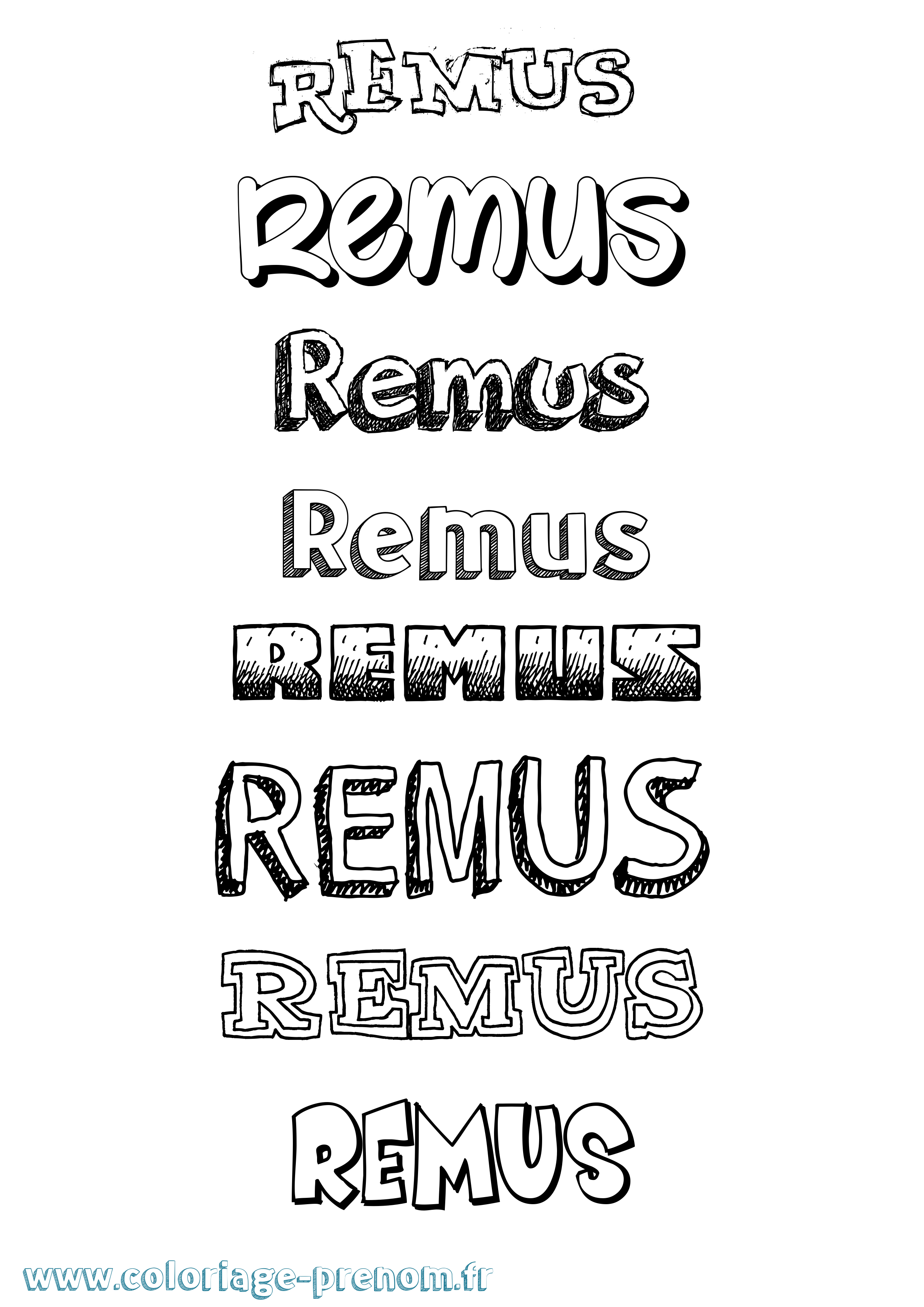 Coloriage Remus Dessiné Coloriage prénom Remus Dessiné